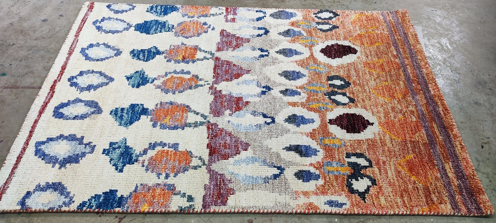 Oscar Kightley Hand-Knotted Ivory Multi-Colored Modern (Various Sizes) | Banana Manor Rug Company