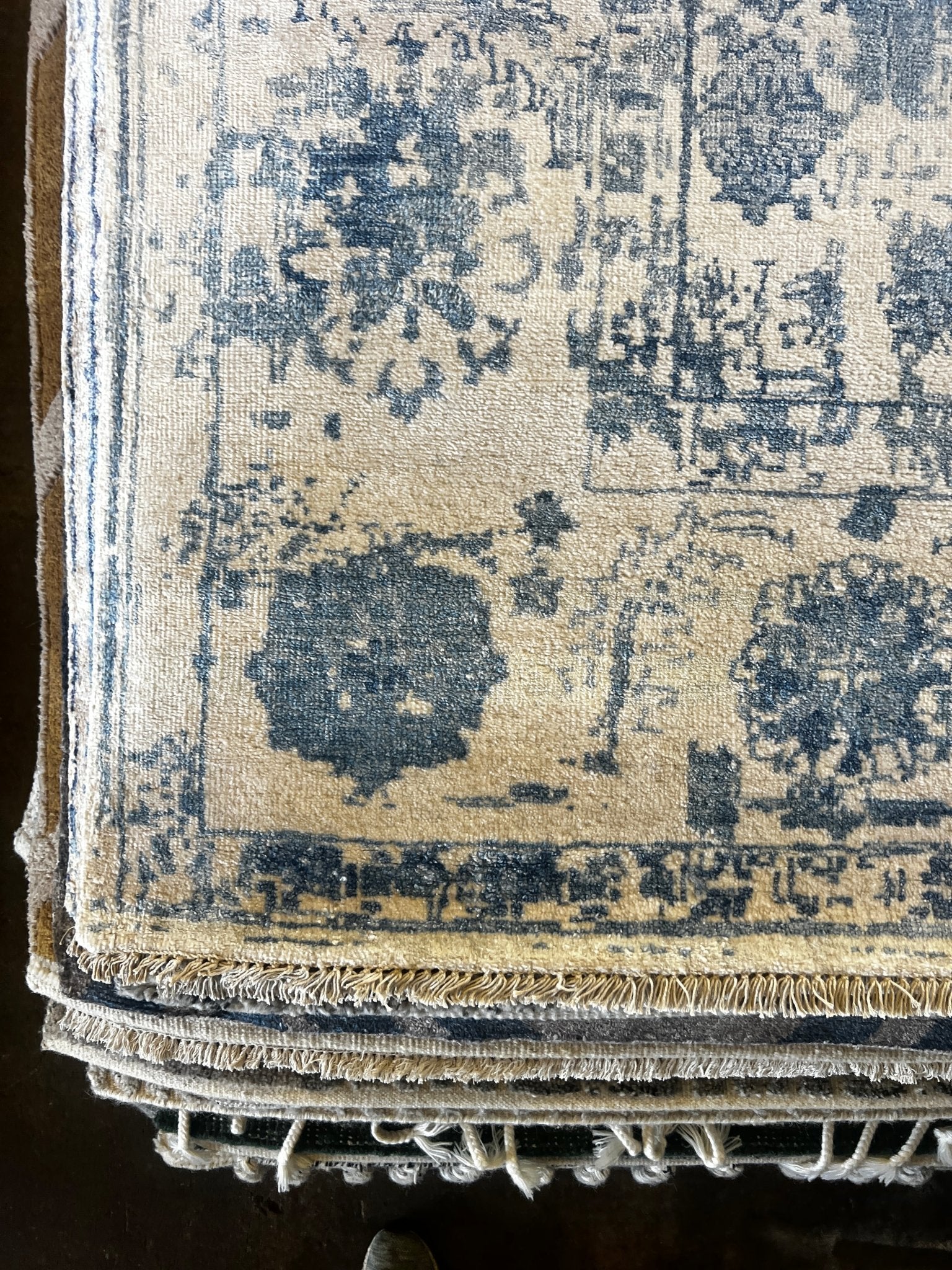 Ottavia 8.9x11.6 Blue & Silver Erased Hand Knotted | Banana Manor Rug Factory Outlet