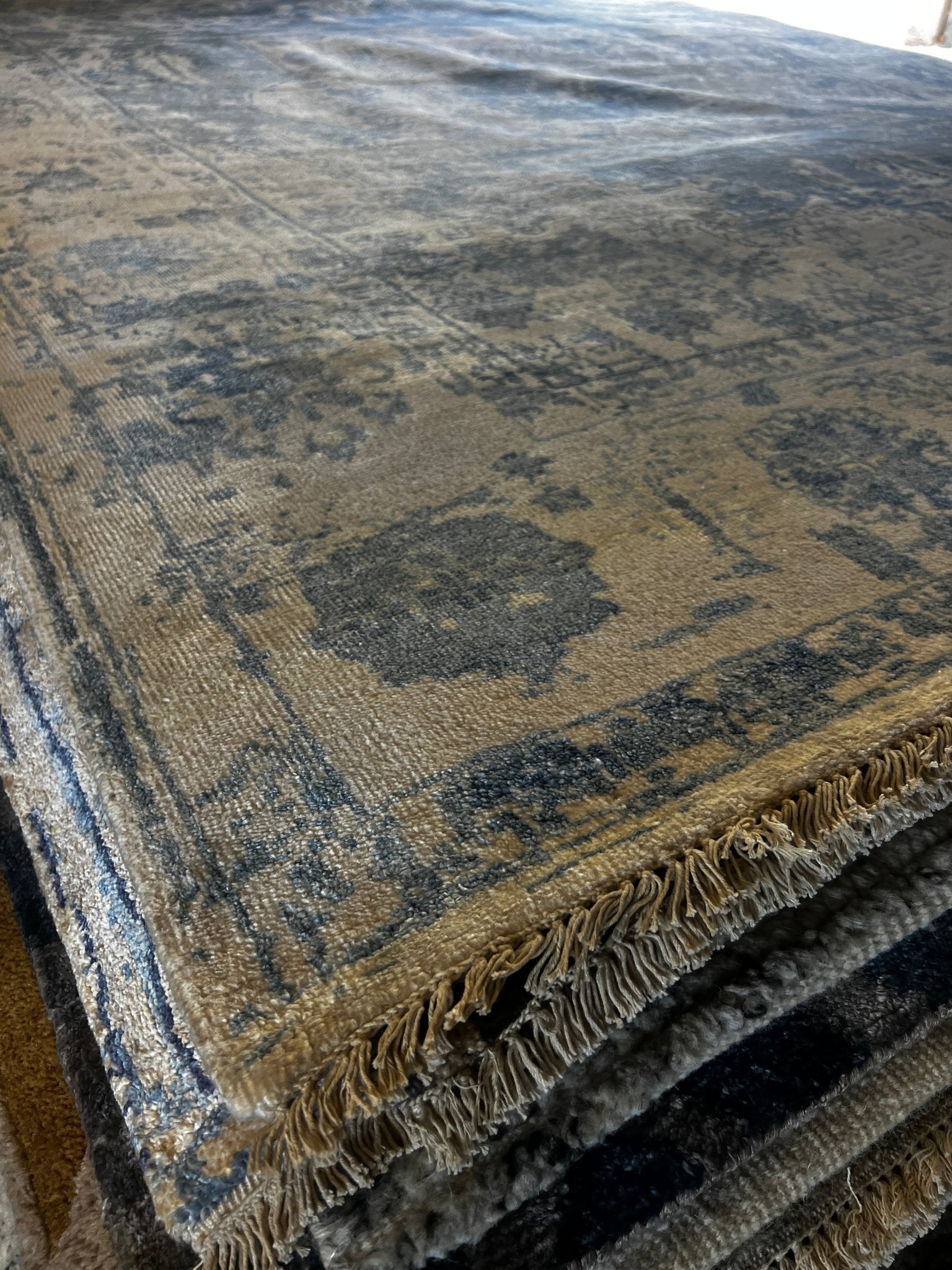 Ottavia 8.9x11.6 Blue & Silver Erased Hand Knotted | Banana Manor Rug Factory Outlet