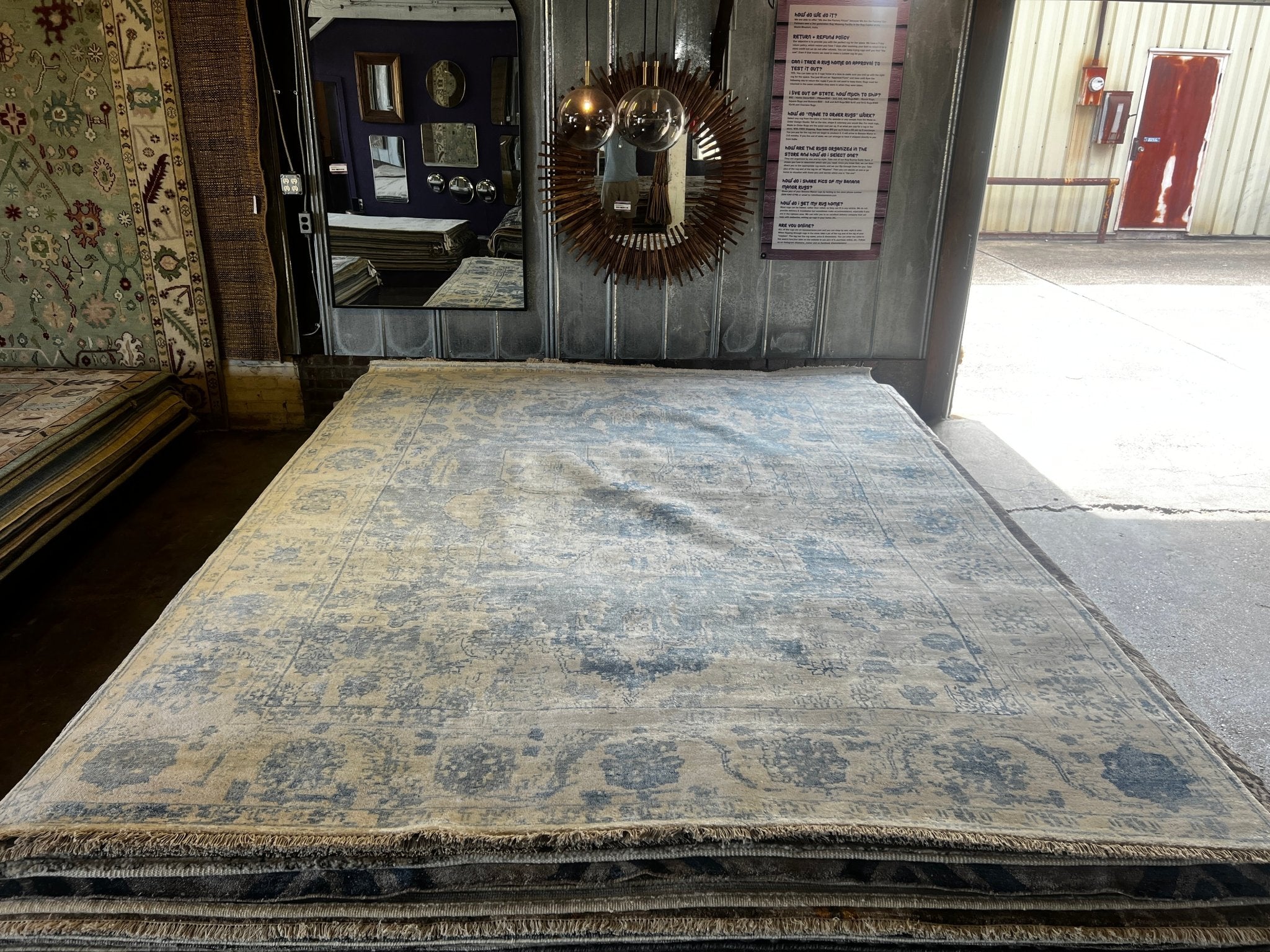 Ottavia 8.9x11.6 Blue & Silver Erased Hand Knotted | Banana Manor Rug Factory Outlet