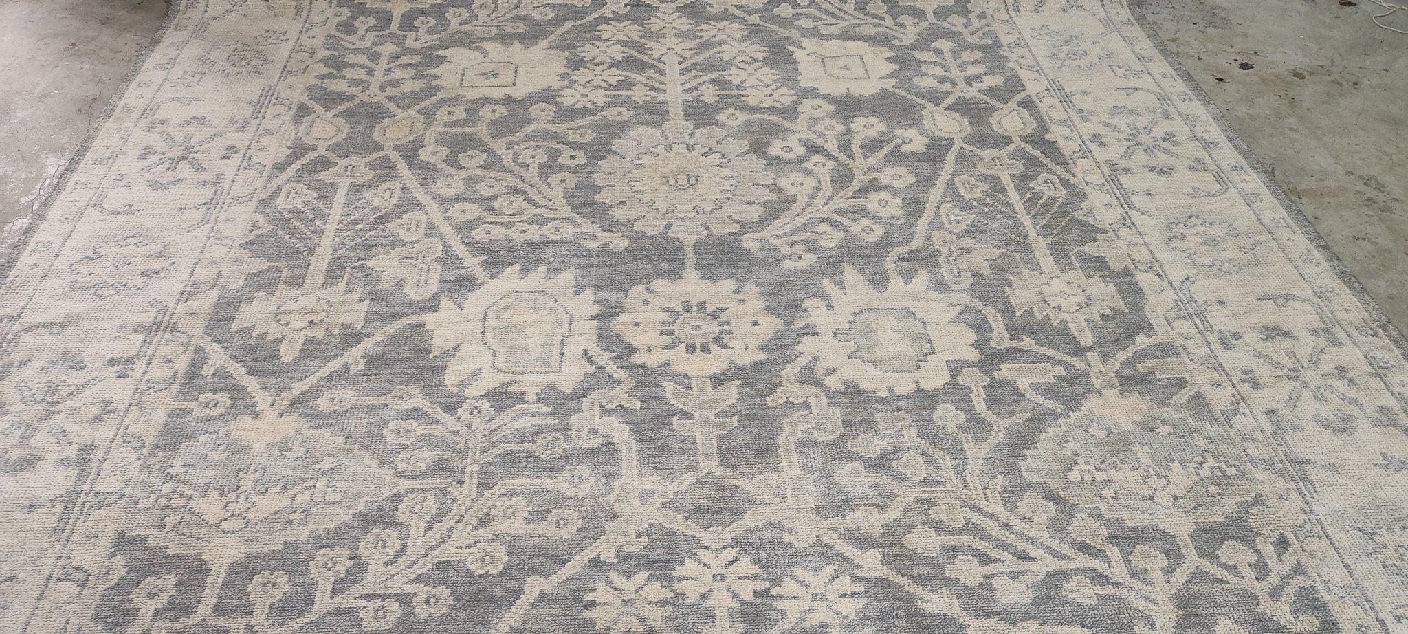 Paloma Contreras Grey and Ivory Hand-Knotted Oushak Rug 8x10 | Banana Manor Rug Company