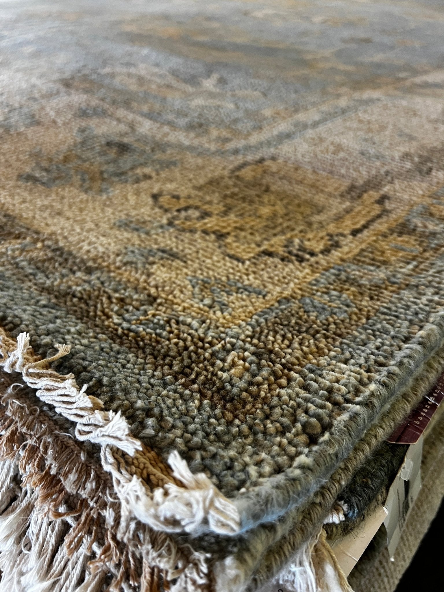 Pamela Shamshiri 8x10 Light Blue and Tan Hand-Knotted Oushak Rug | Banana Manor Rug Factory Outlet