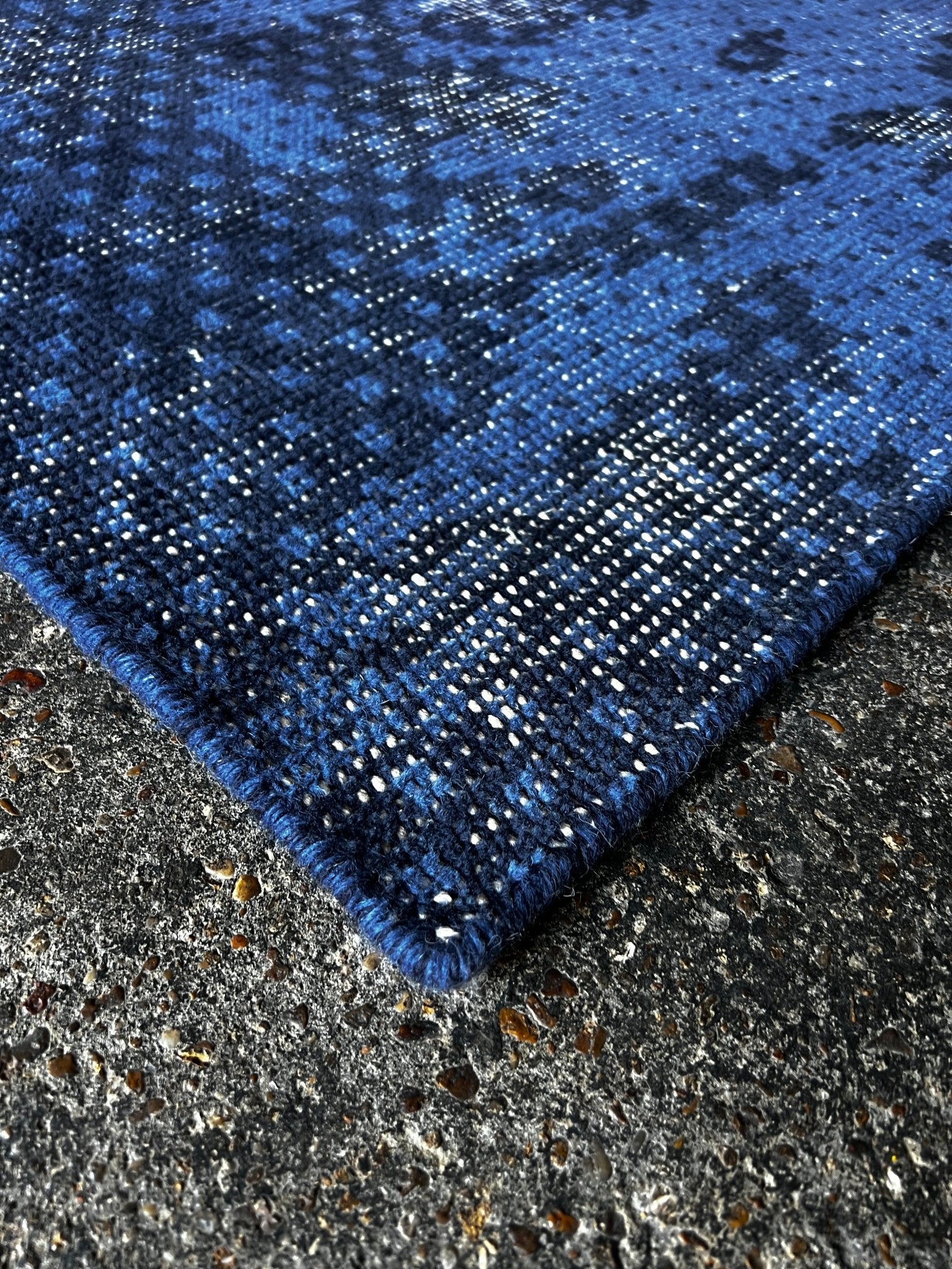 Paolo Rotondo 2.6x8 Hand-Knotted Modern Blue Abstract Runner | Banana Manor Rug Factory Outlet