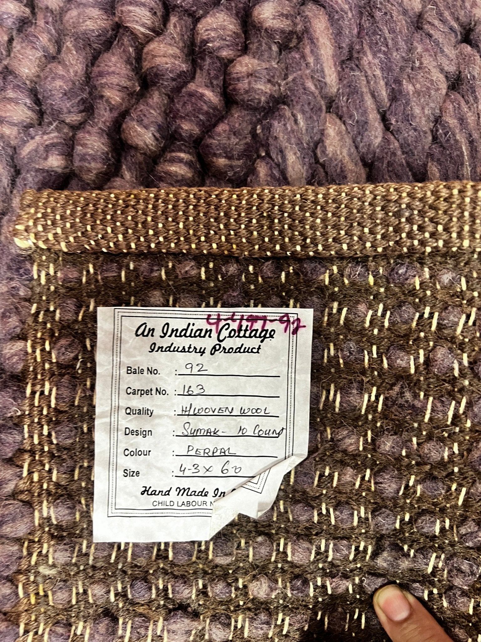 Pariah 4.3x6 Handwoven Purple Durrie Rug | Banana Manor Rug Factory Outlet