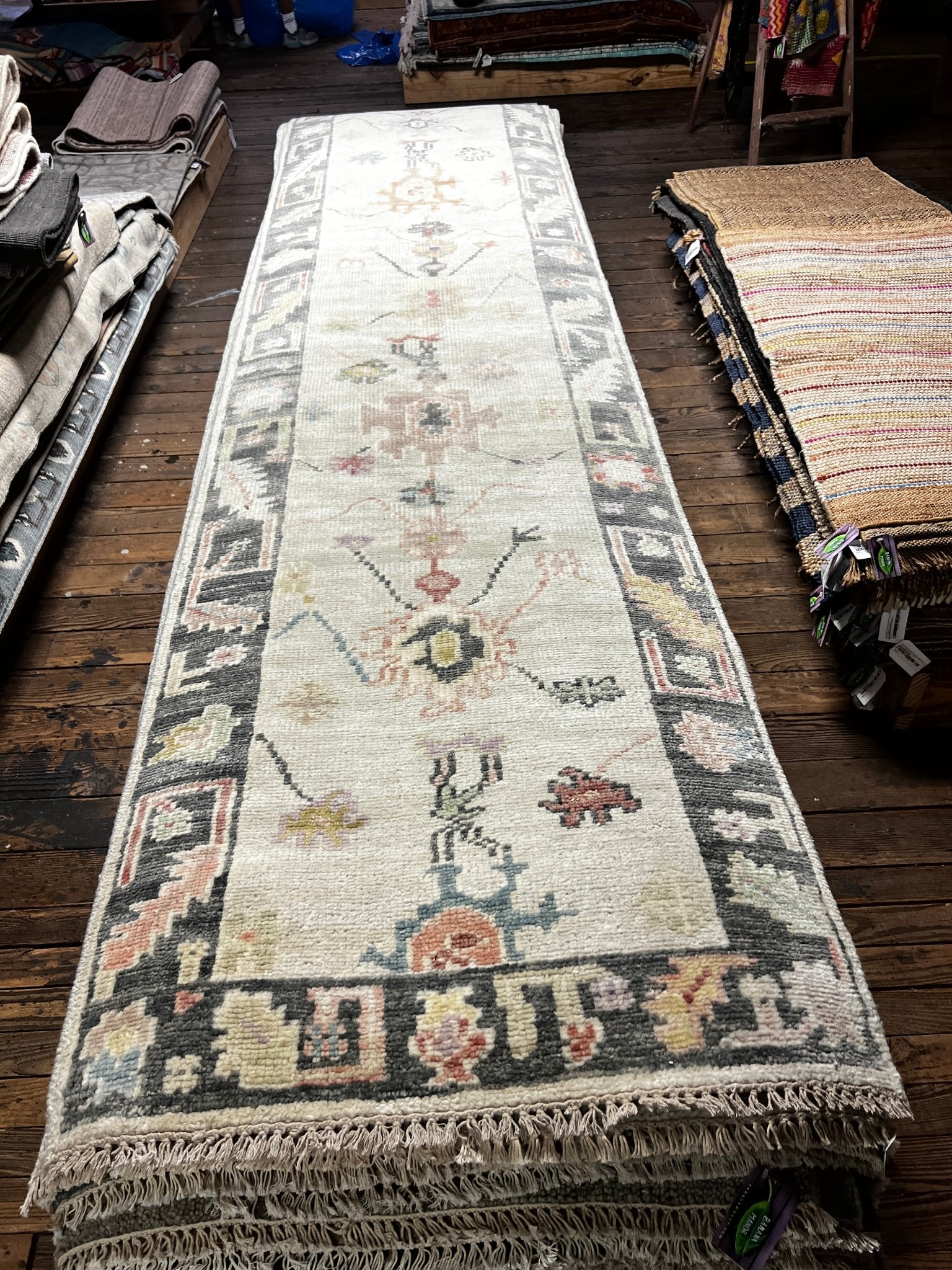 Parson Reilly 3x14.6 Silver & Grey Oushak Runner | Banana Manor Rug Factory Outlet