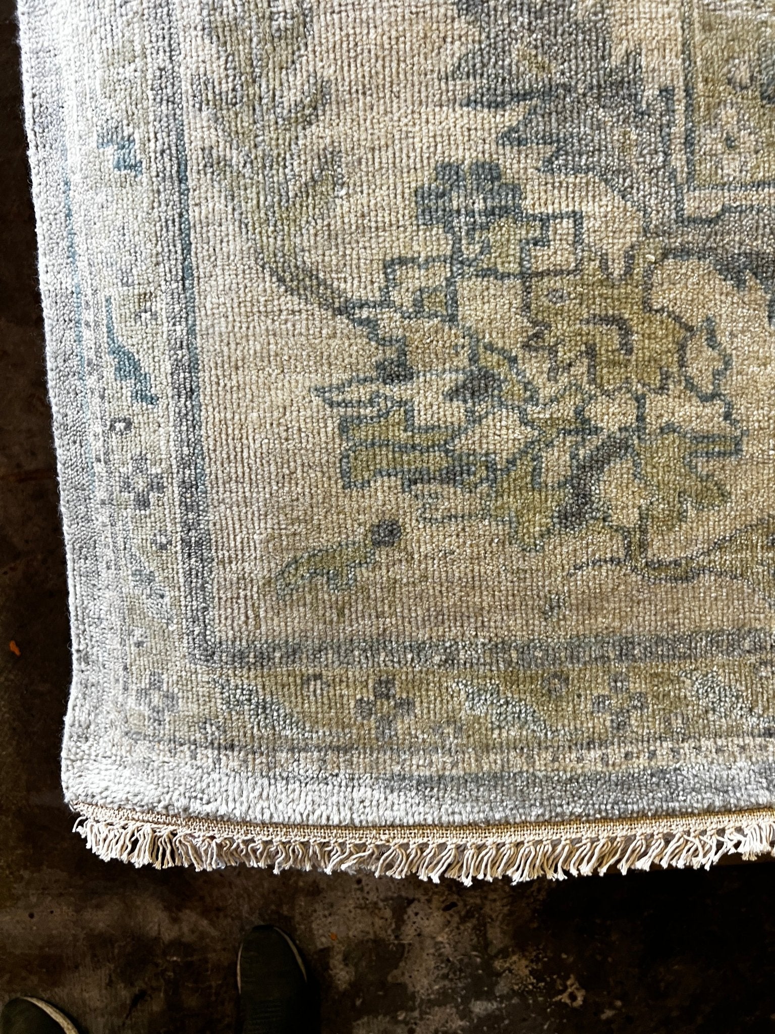 Pasqelina 9.3x11.9 Grey & Beige Hand-Knotted Oushak | Banana Manor Rug Factory Outlet