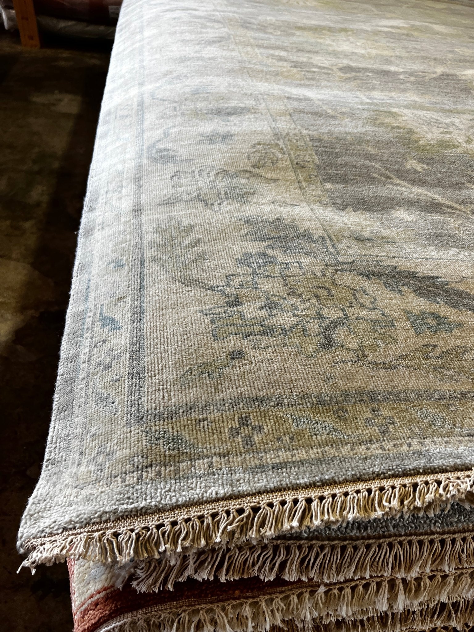 Pasqelina 9.3x11.9 Grey & Beige Hand-Knotted Oushak | Banana Manor Rug Factory Outlet