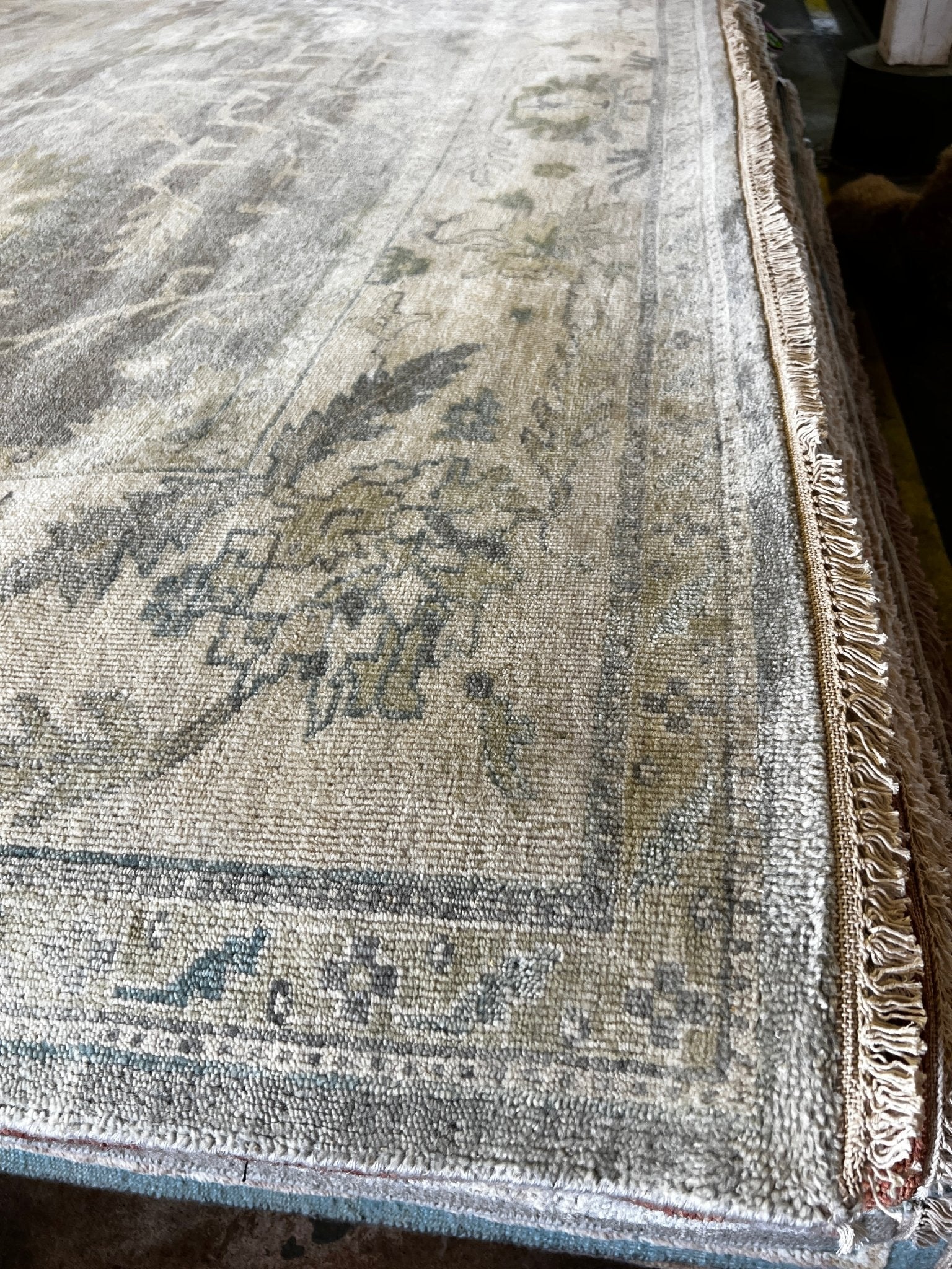 Pasqelina 9.3x11.9 Grey & Beige Hand-Knotted Oushak | Banana Manor Rug Factory Outlet