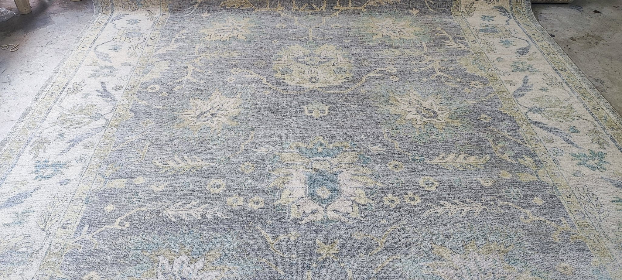 Pasqelina 9.3x11.9 Grey & Beige Oushak | Banana Manor Rug Factory Outlet