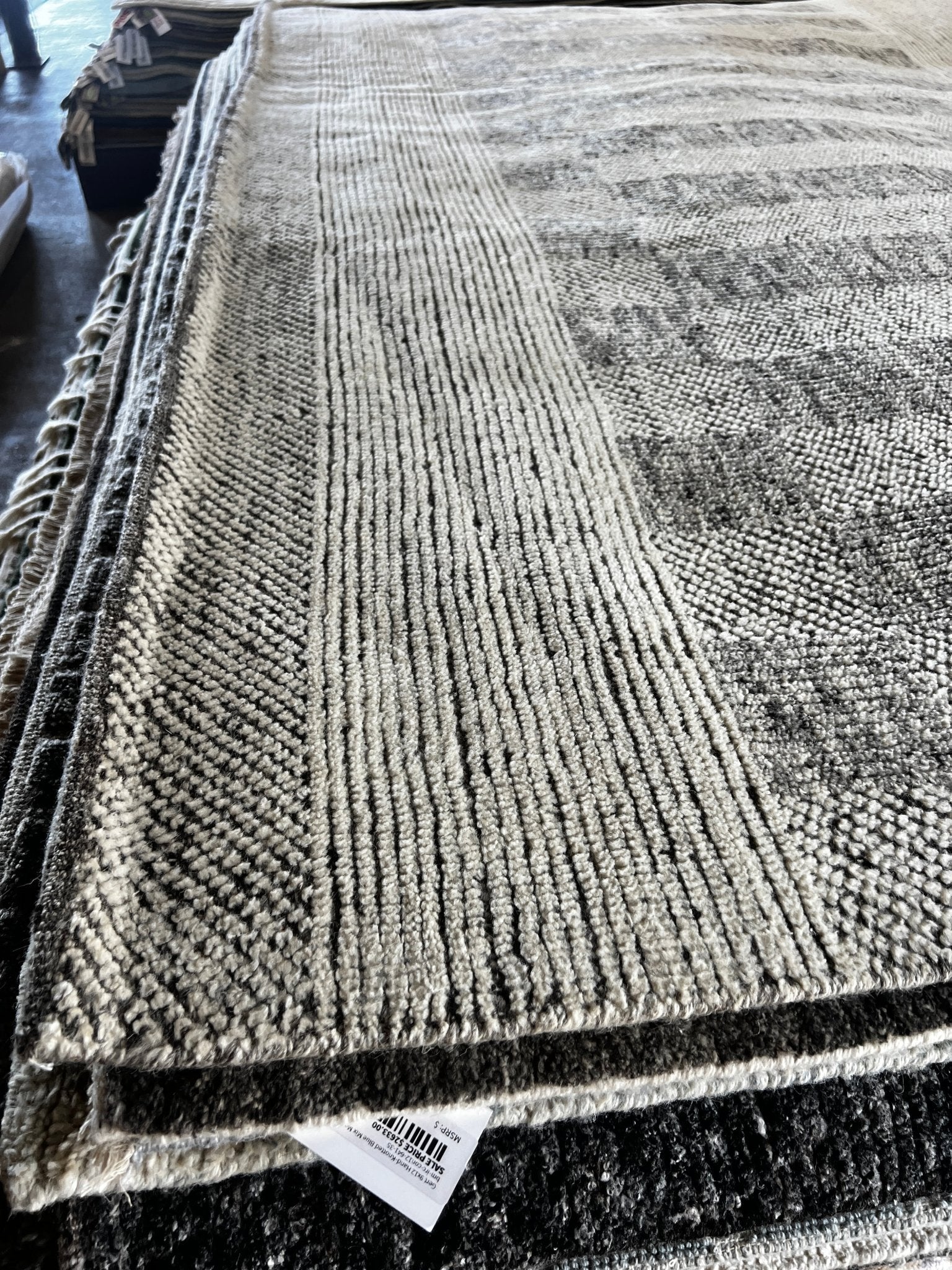 Patrick 9.3x12 Hand-Knotted Grey & Silver Modern | Banana Manor Rug Factory Outlet