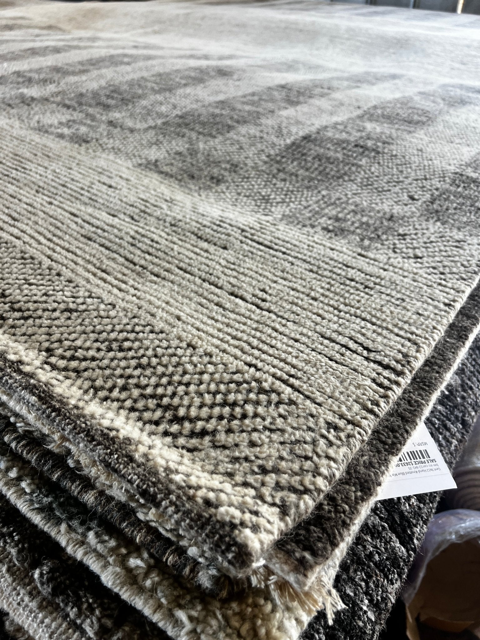 Patrick 9.3x12 Hand-Knotted Grey & Silver Modern | Banana Manor Rug Factory Outlet