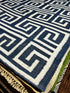 PeeWee 5.3x7.9 Ivory and Blue Geometric Greek Key Durrie Rug | Banana Manor Rug Company