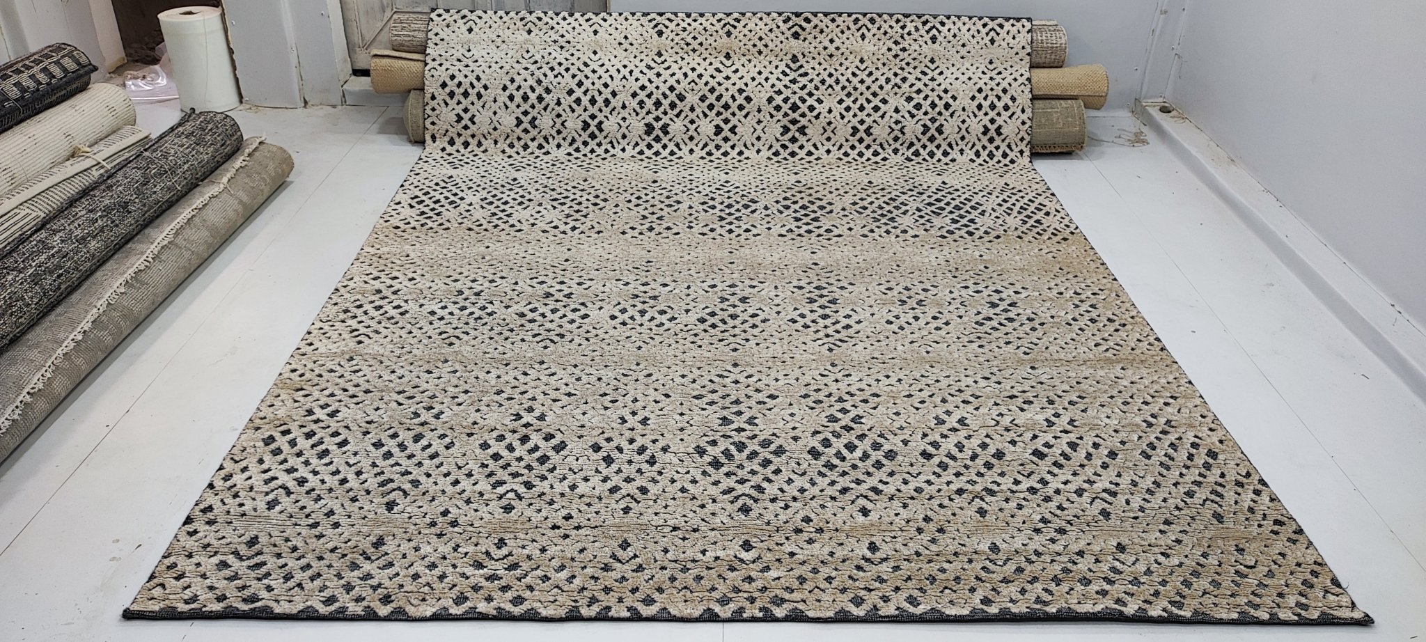 Peter 8x10 Hand-Knotted Silver & Grey High Low | Banana Manor Rug Factory Outlet