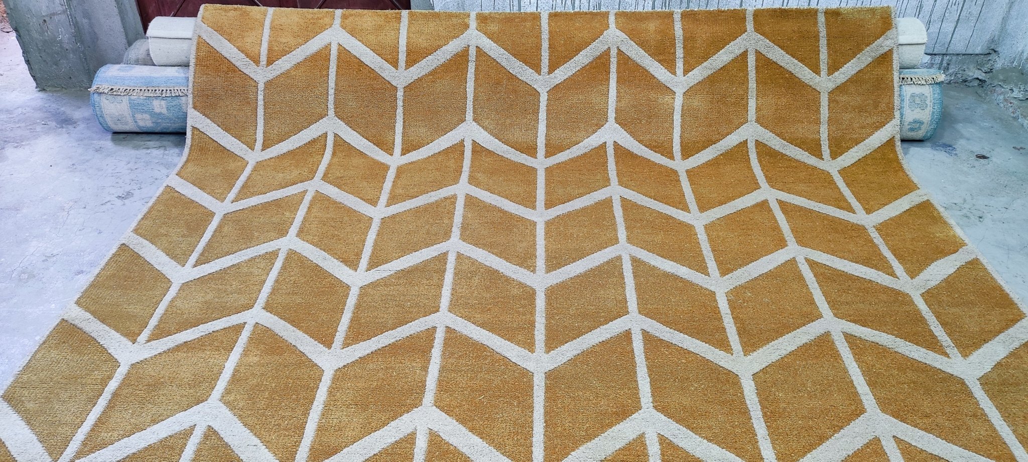 Triangle Jute Doormat_ Dusk & Gold 2x3 Feet and CUSTOM SIZE 