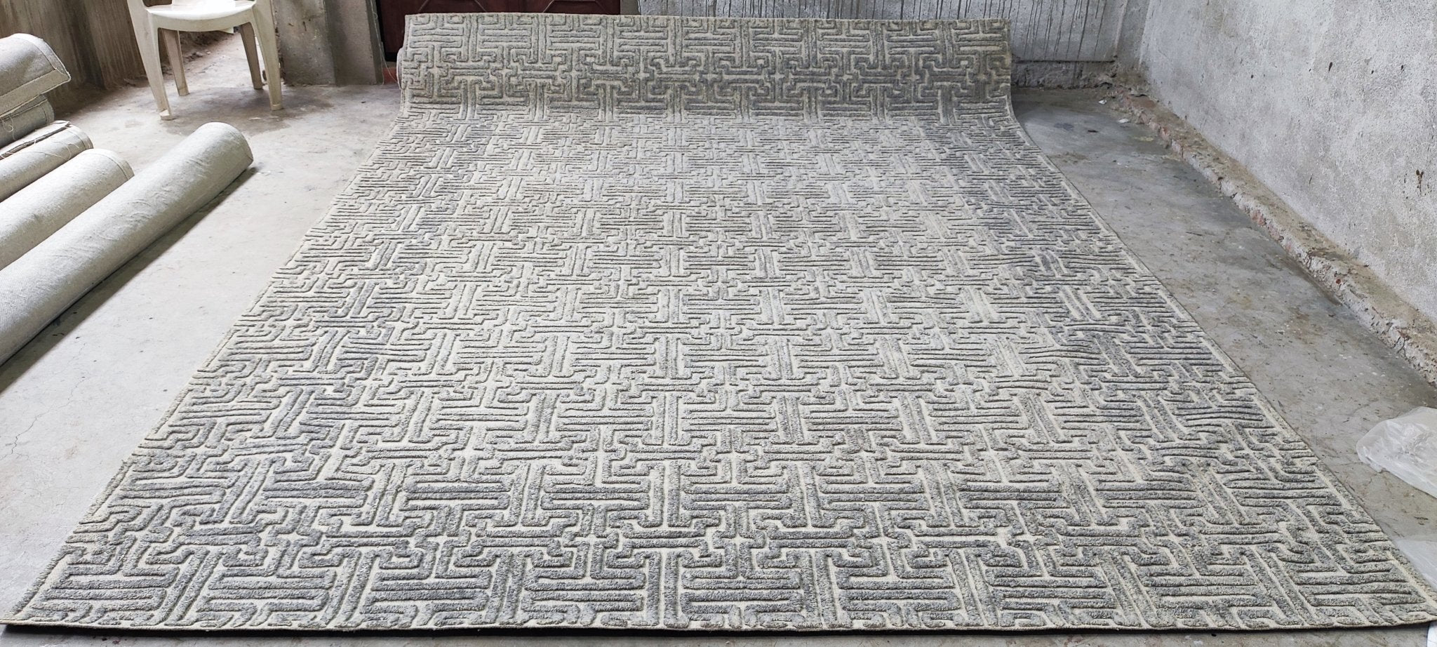 Peter Handwoven Silver & Grey Jacquard Durrie (Multiple Sizes) | Banana Manor Rug Factory Outlet