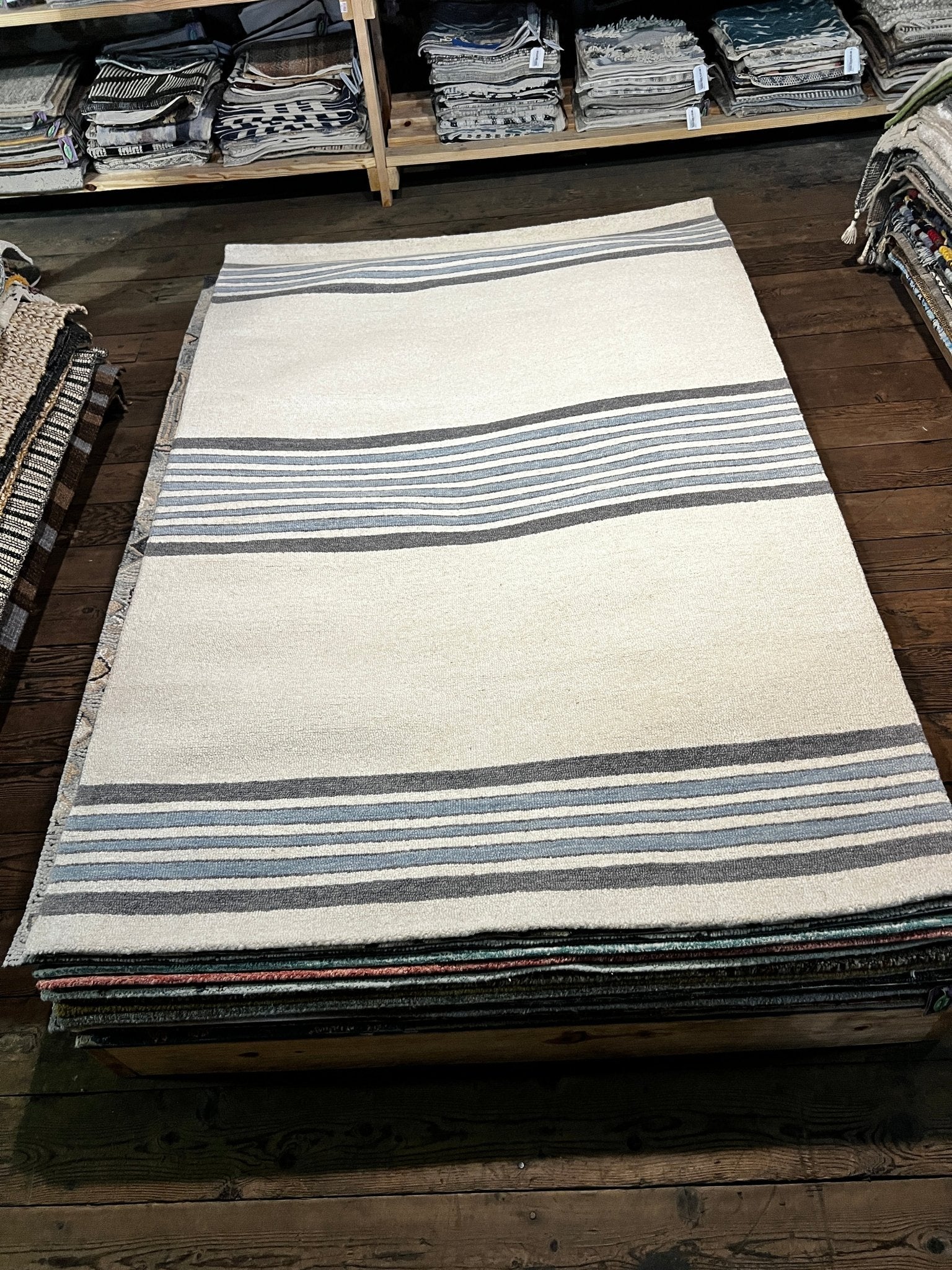 Pete's Out in the Cold 5x8 Hand-Tufted Ivory Mix Stripe | Banana Manor Rug Factory Outlet