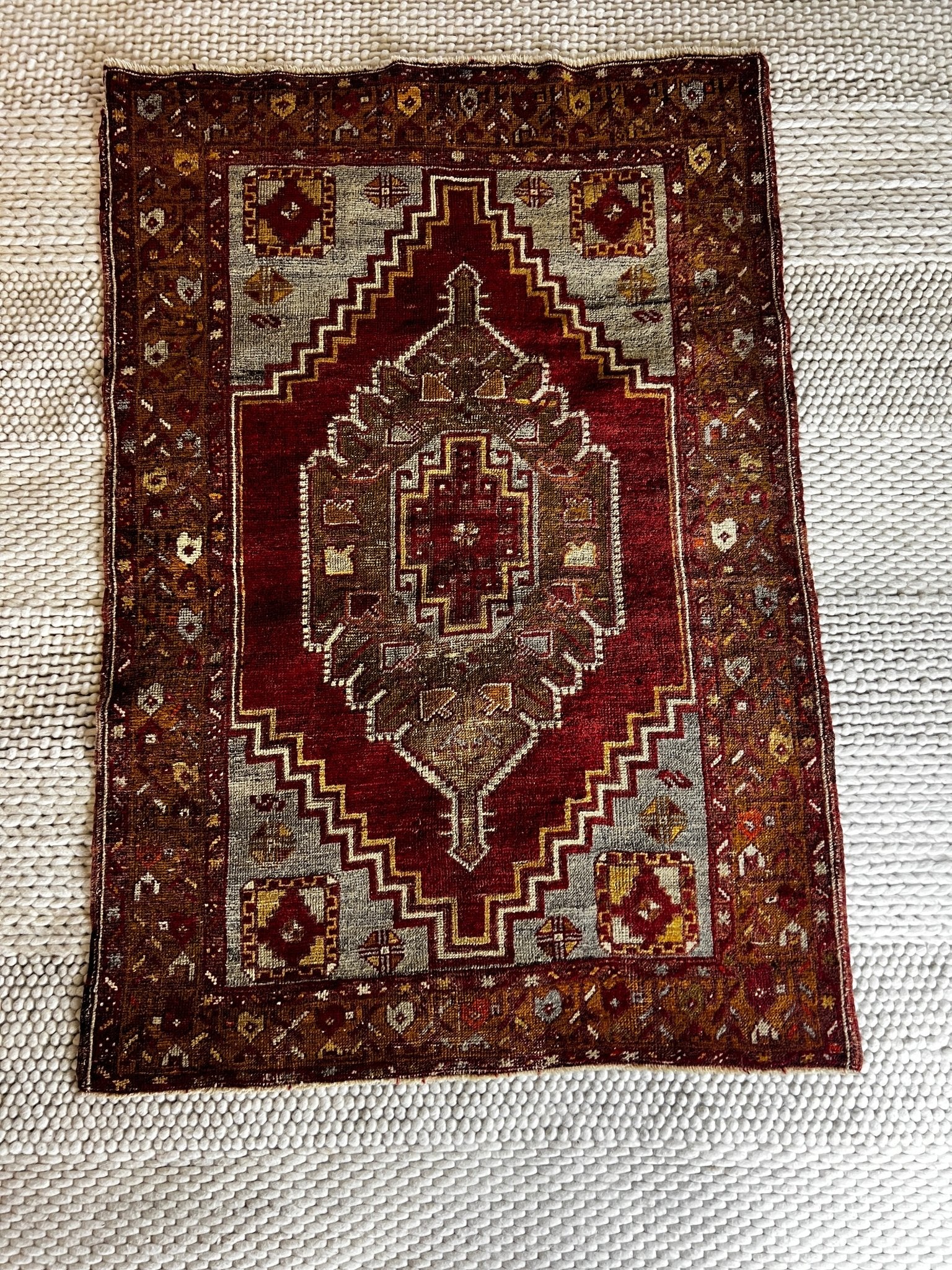 Pinar 3.10x5.4 Turkish Vintage Oushak Red and Grey Rug | Banana Manor Rug Factory Outlet
