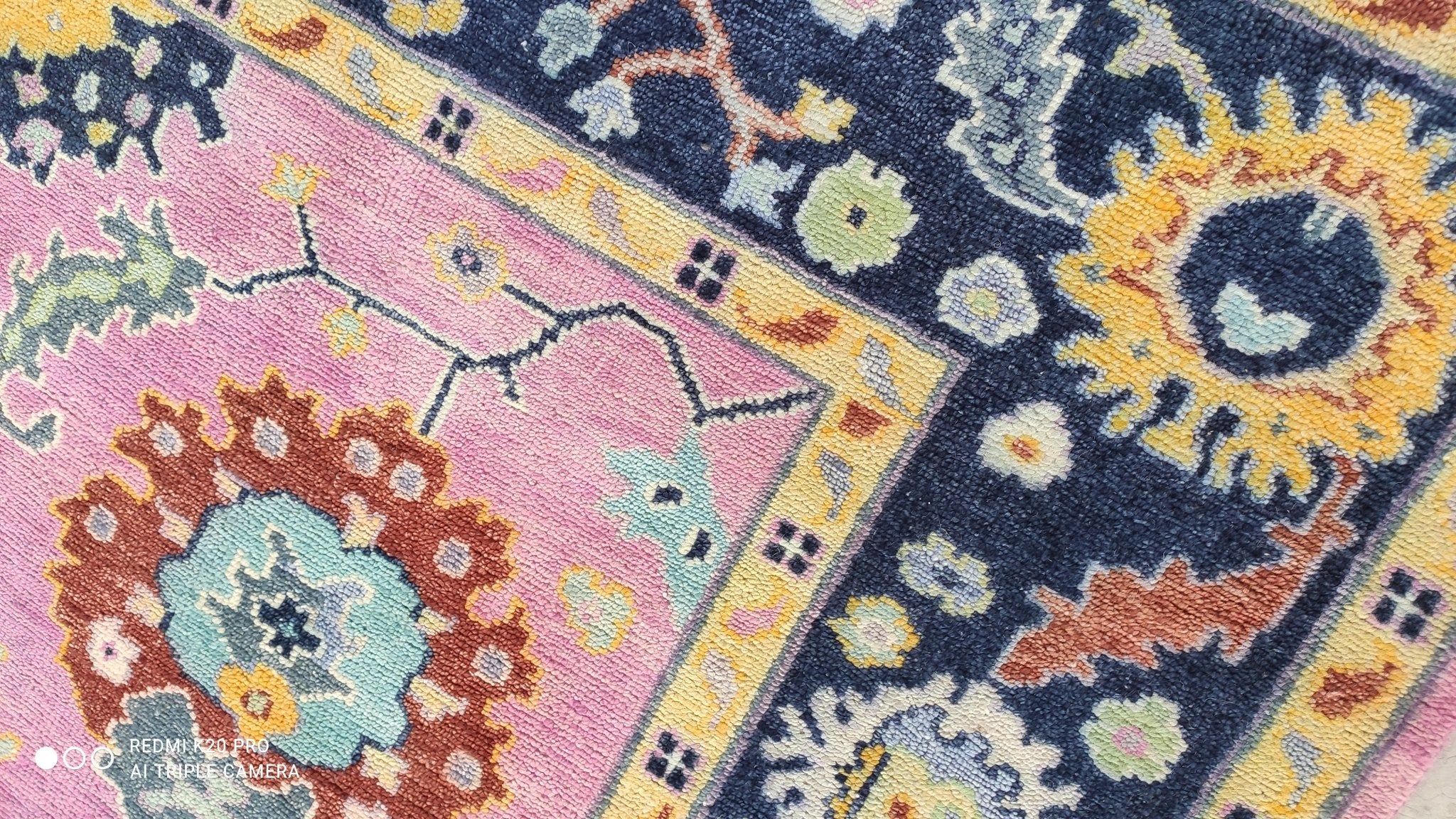 Poppy Presley 7.9x10 Hand-Knotted Pink and Blue Oushak Rug | Banana Manor Rug Company
