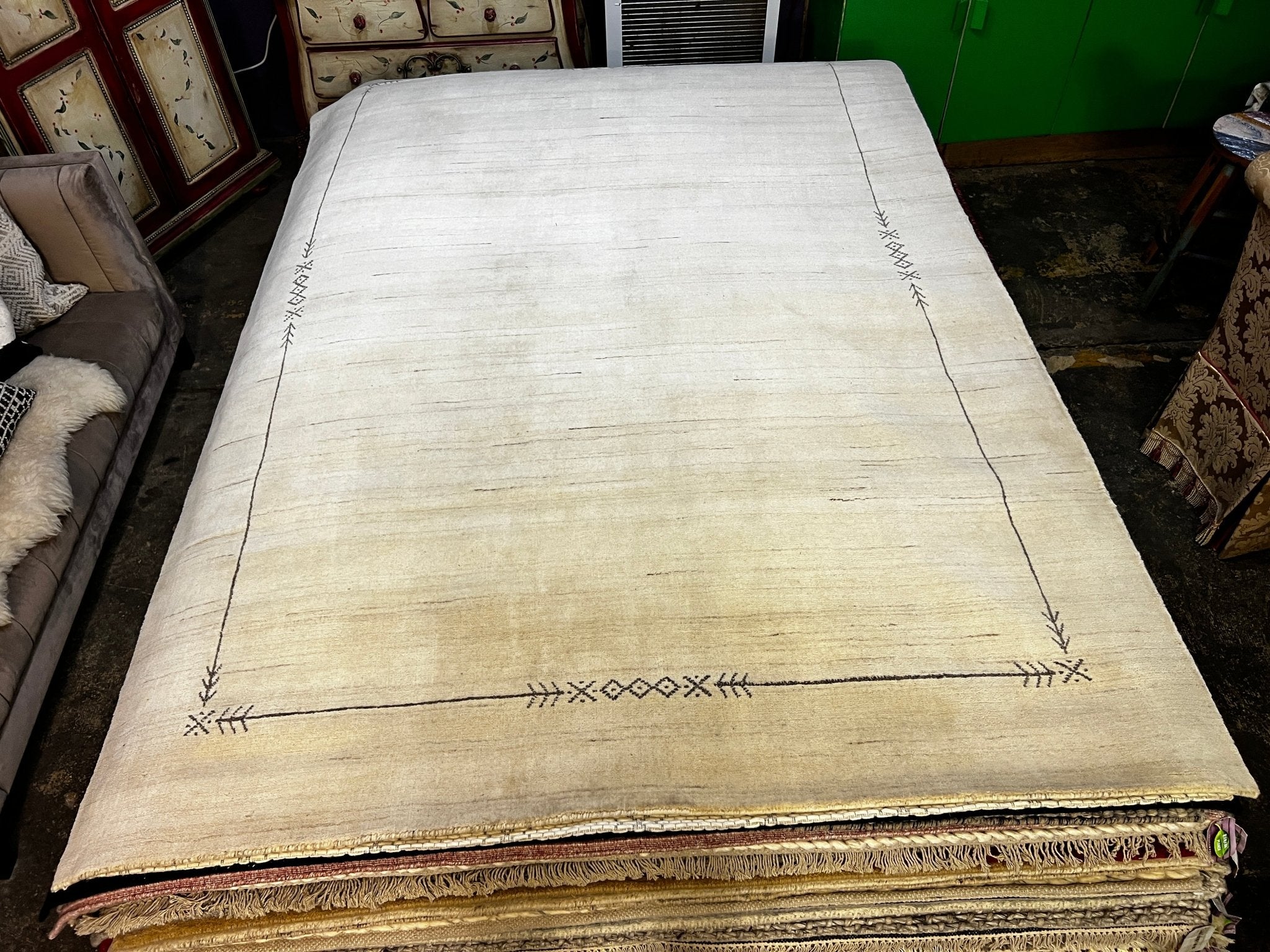 Prince Charming 6x9 Handwoven Ivory Durrie Rug | Banana Manor Rug Factory Outlet