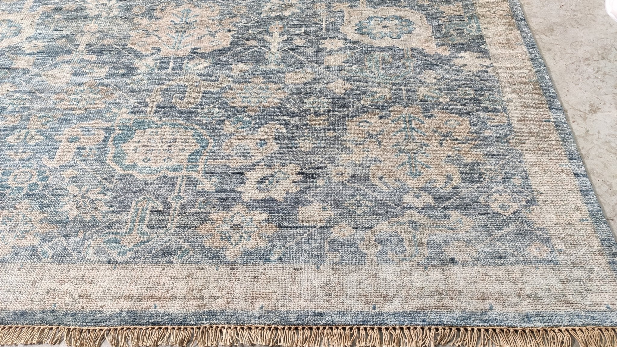 Raelynn 8.9x11.3 Medium Blue Hand-Knotted Oushak Rug | Banana Manor Rug Company