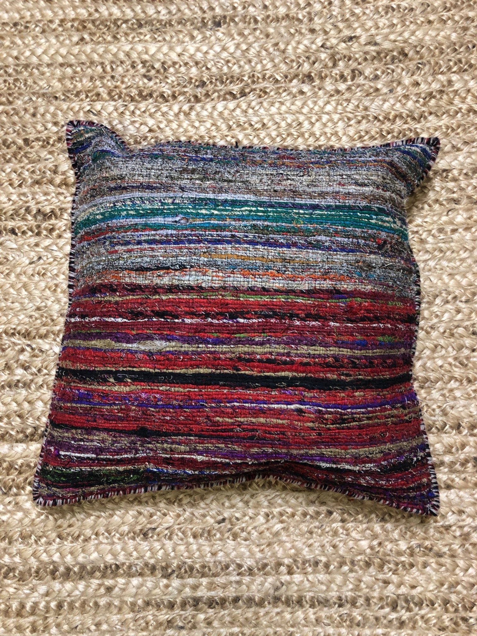 Rainbow Connection Multi-Colored Sari Silk Pillow | Banana Manor Rug Company