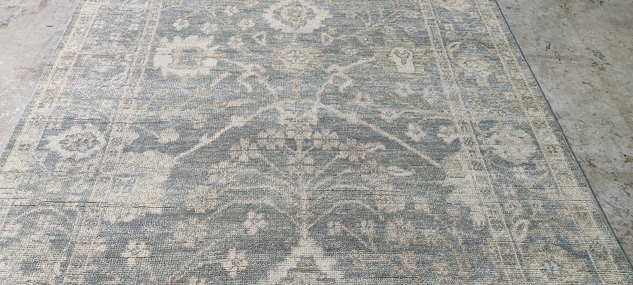 Rainey Richardson Silver and Grey Hand-Knotted Oushak Rug 6x9.3 | Banana Manor Rug Company