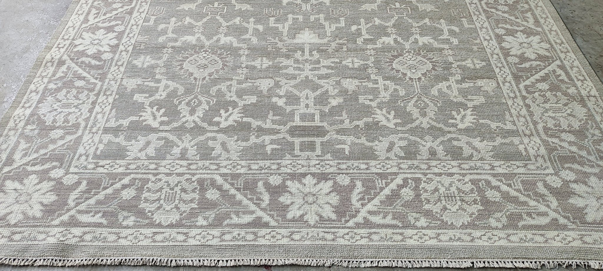 Raquel Reed 8x9.9 Hand Knotted Silver & Grey Turkish Oushak | Banana Manor Rug Factory Outlet