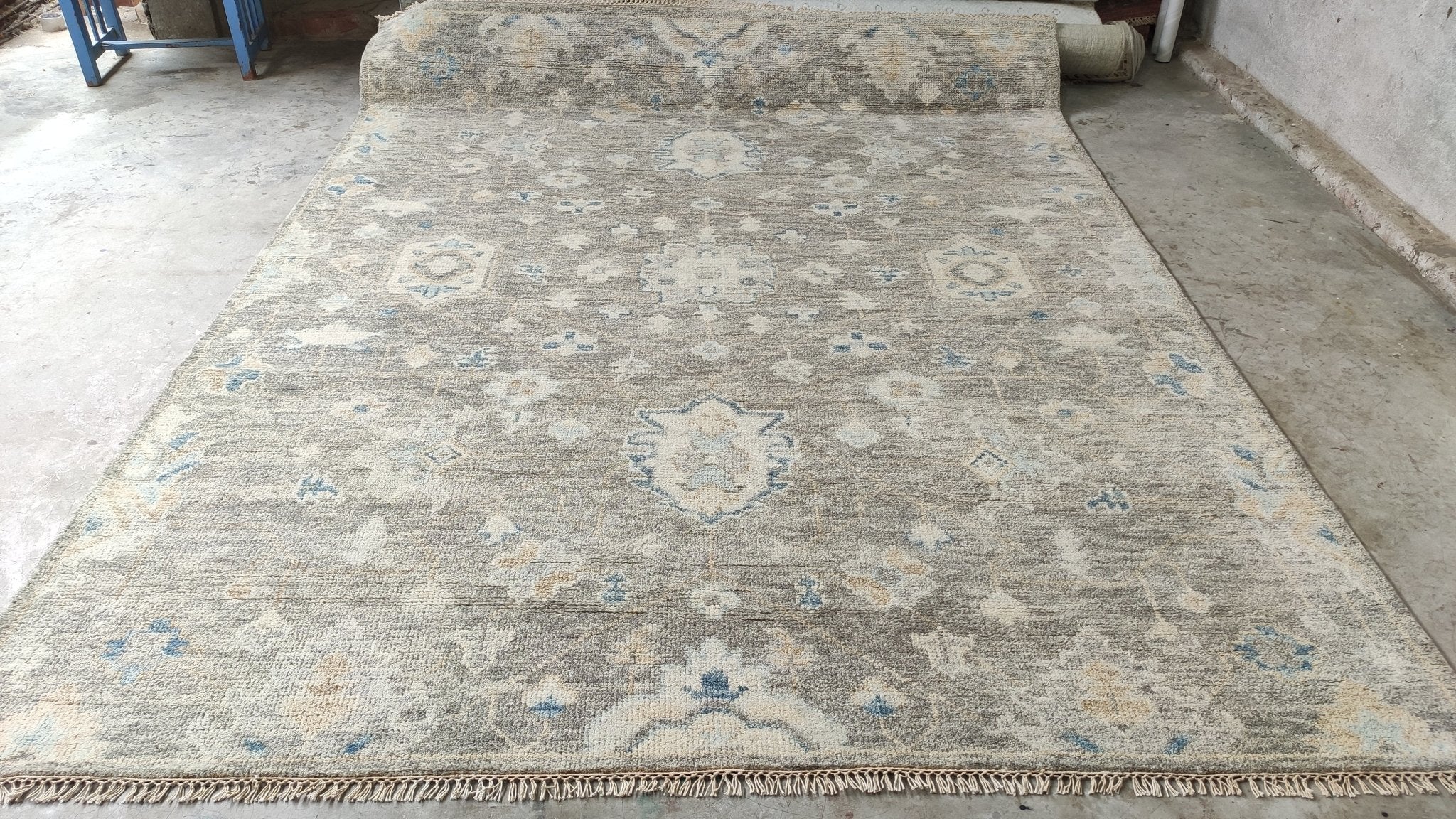 Raven 7.9x9.9 Brown and Natural Hand-Knotted Oushak Rug | Banana Manor Rug Company