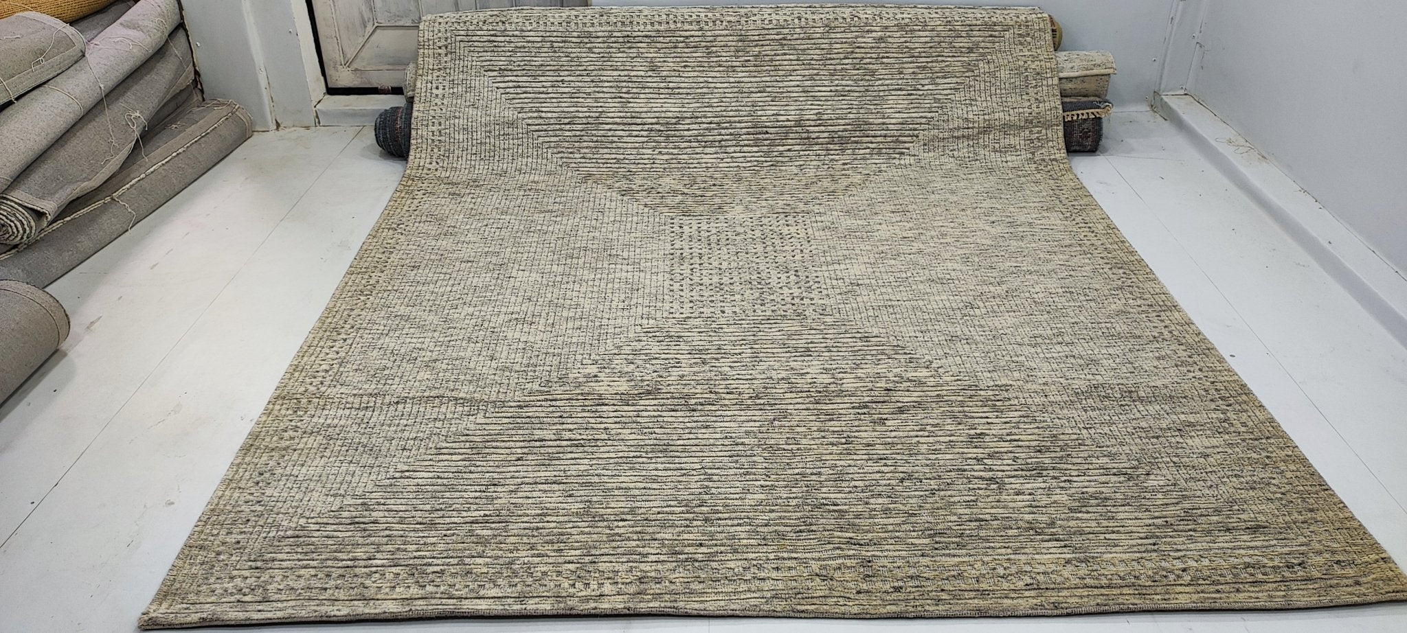 Ray 8x9.9 Hand-Knotted Beige High Low | Banana Manor Rug Factory Outlet