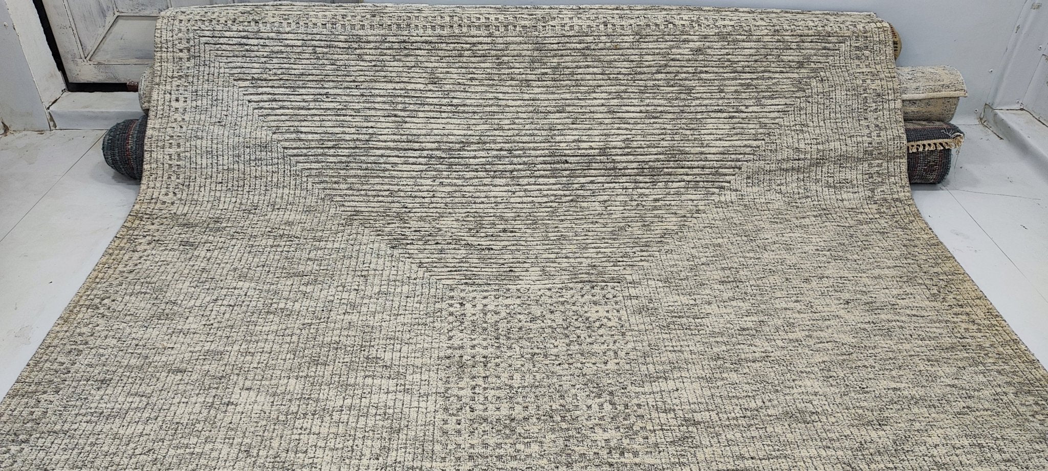 Ray 8x9.9 Hand-Knotted Beige High Low | Banana Manor Rug Factory Outlet