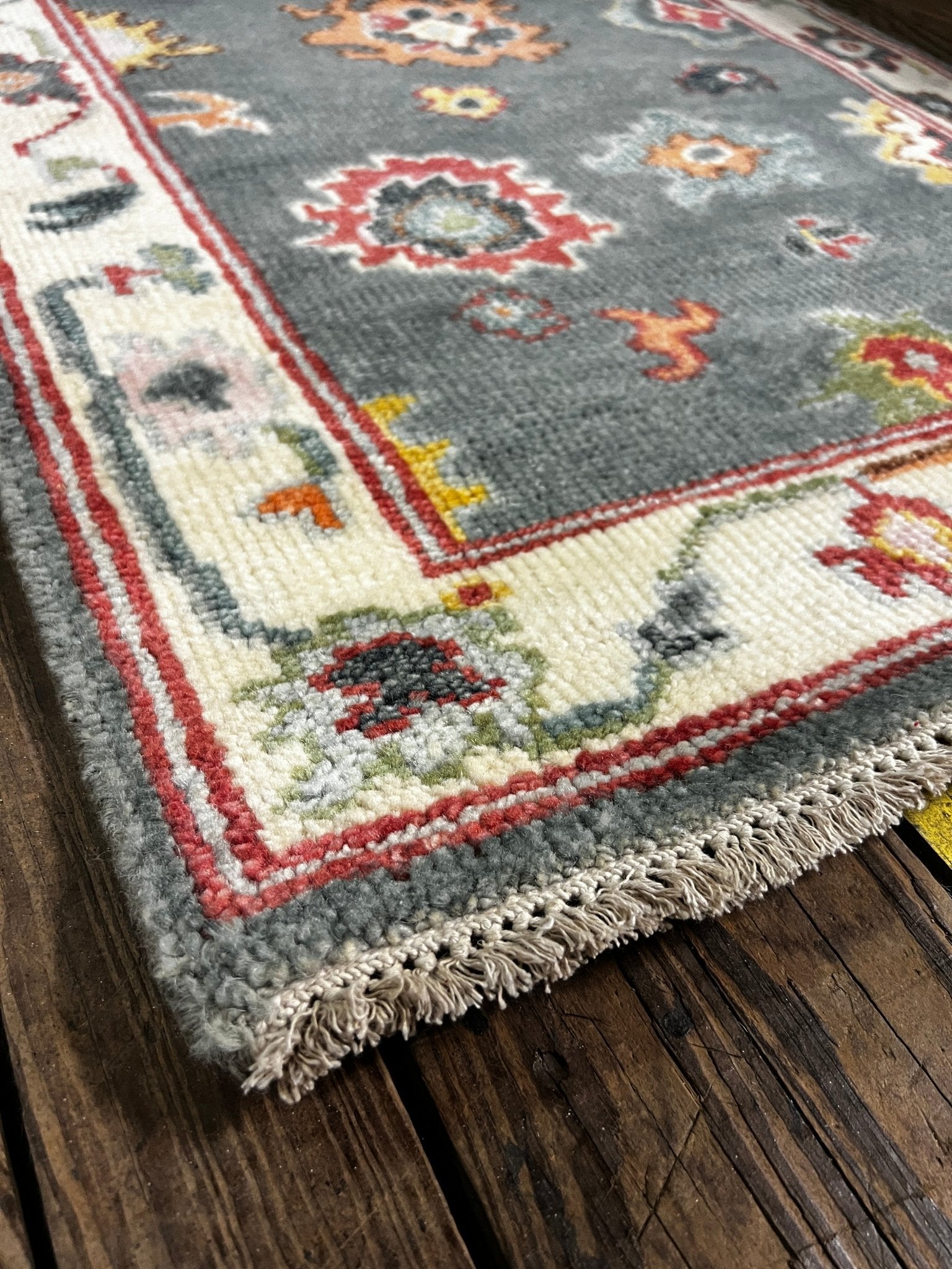 Rene 2.6x10 Hand-Knotted Grey & Ivory Oushak Runner | Banana Manor Rug Factory Outlet