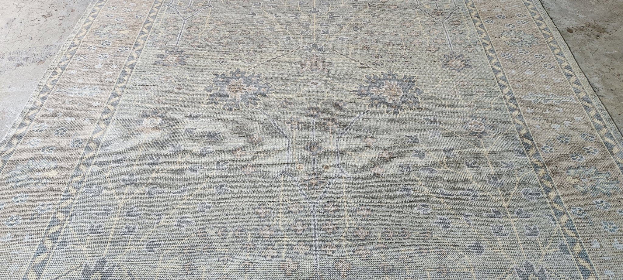 Reuben Kaye 7.9x9.9 Hand Knotted Tan & Grey Turkish Oushak | Banana Manor Rug Factory Outlet