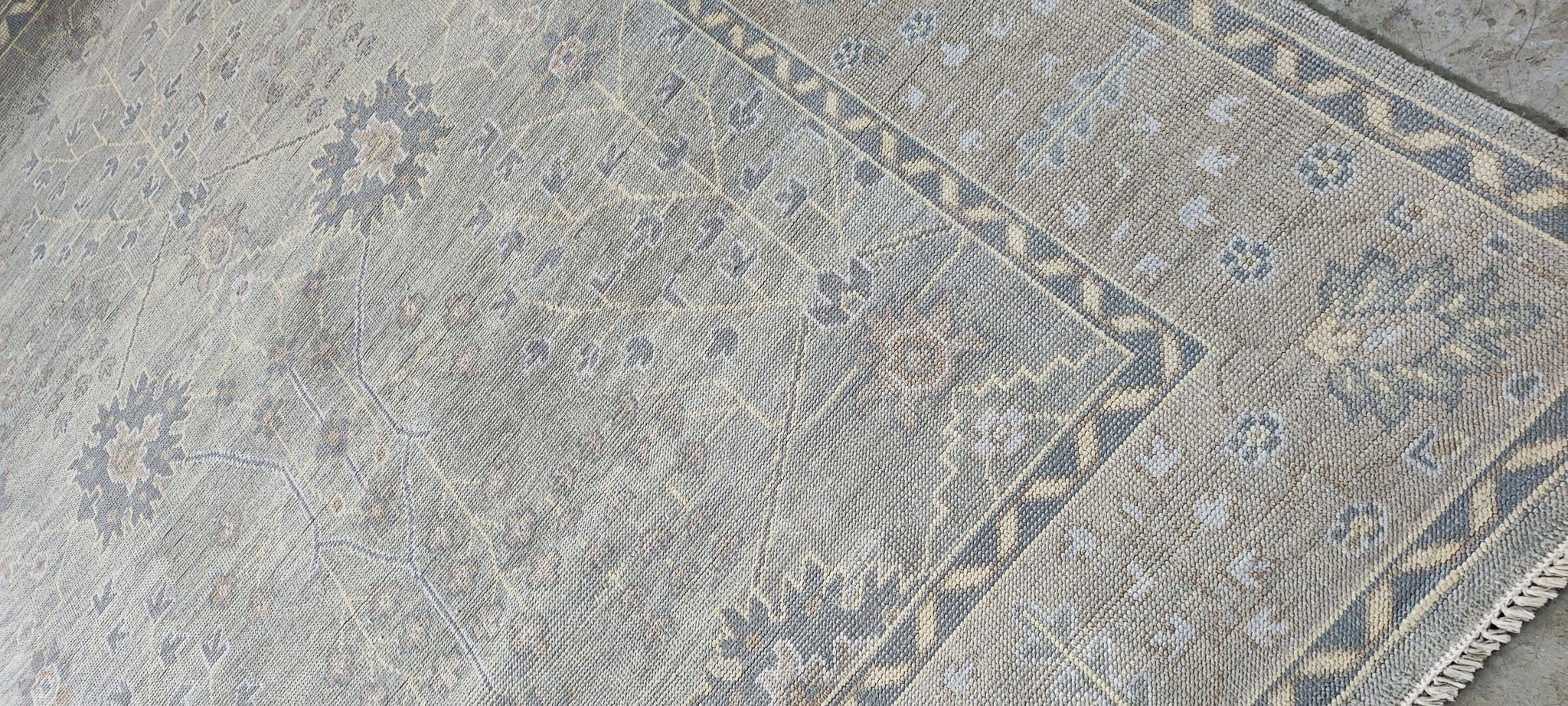 Reuben Kaye 7.9x9.9 Hand Knotted Tan & Grey Turkish Oushak | Banana Manor Rug Factory Outlet