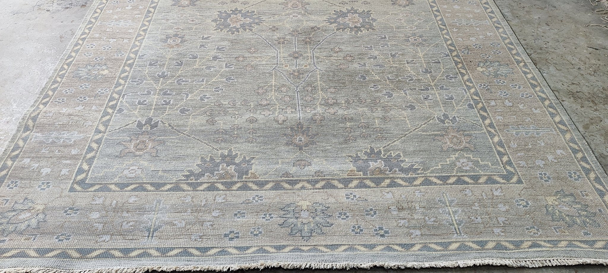 Reuben Kaye 7.9x9.9 Hand Knotted Tan & Grey Turkish Oushak | Banana Manor Rug Factory Outlet