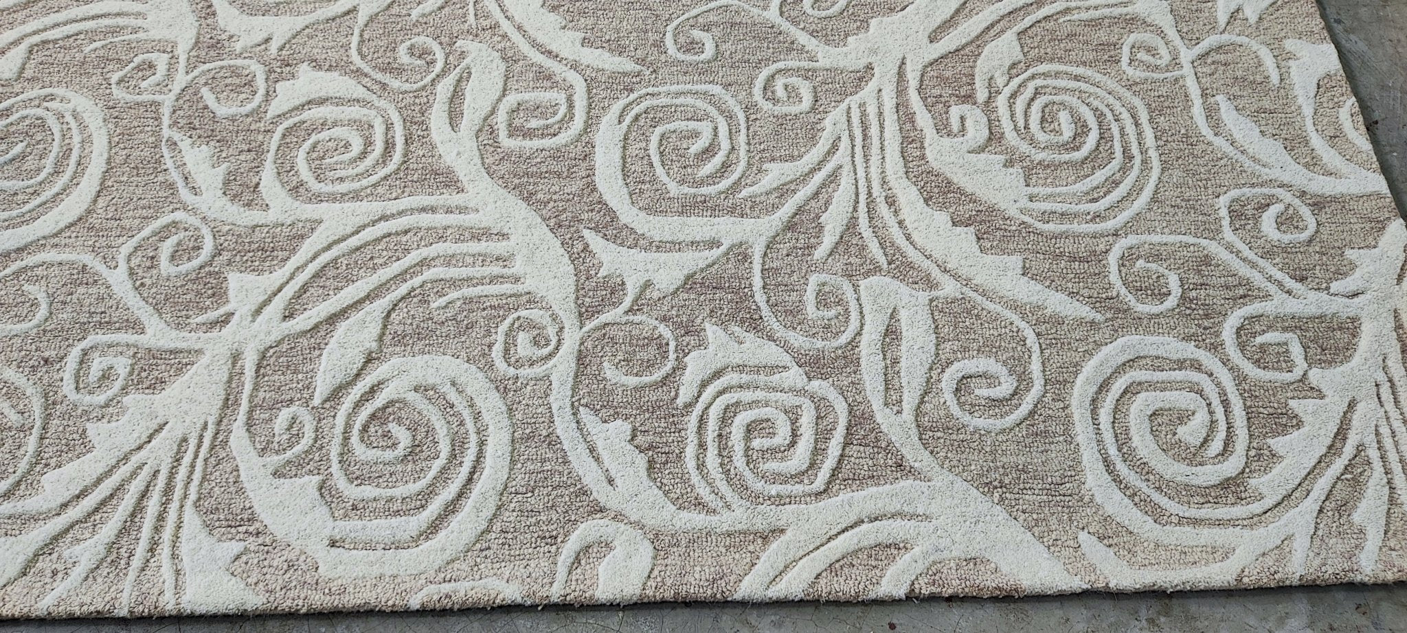 Rhea the Sequel 8x10 Hand-Tufted Ivory & Beige Loop Cut | Banana Manor Rug Factory Outlet