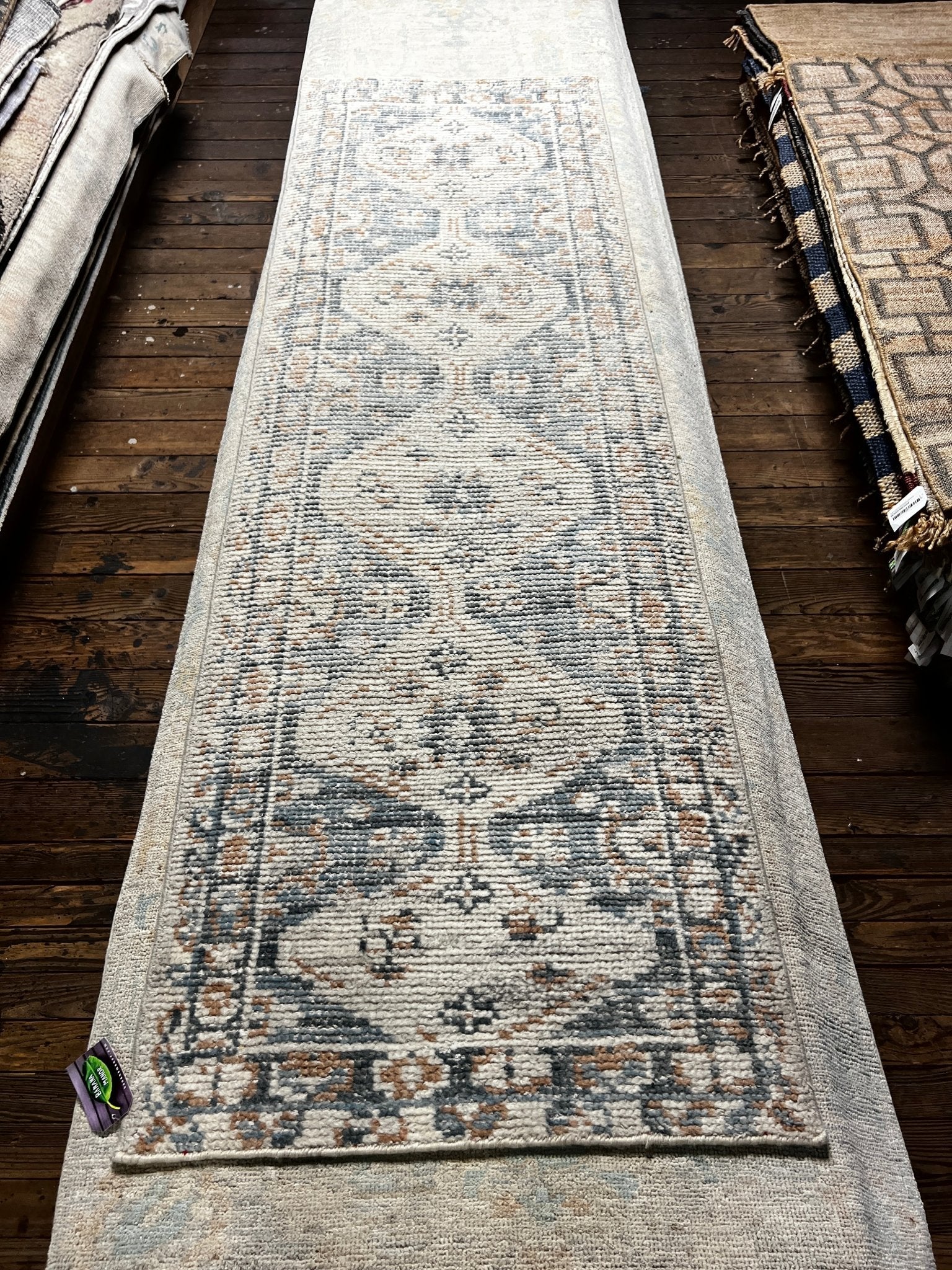 Rhona Mitra 2.6x8 Ivory Hand-Knotted Oushak Runner | Banana Manor Rug Factory Outlet