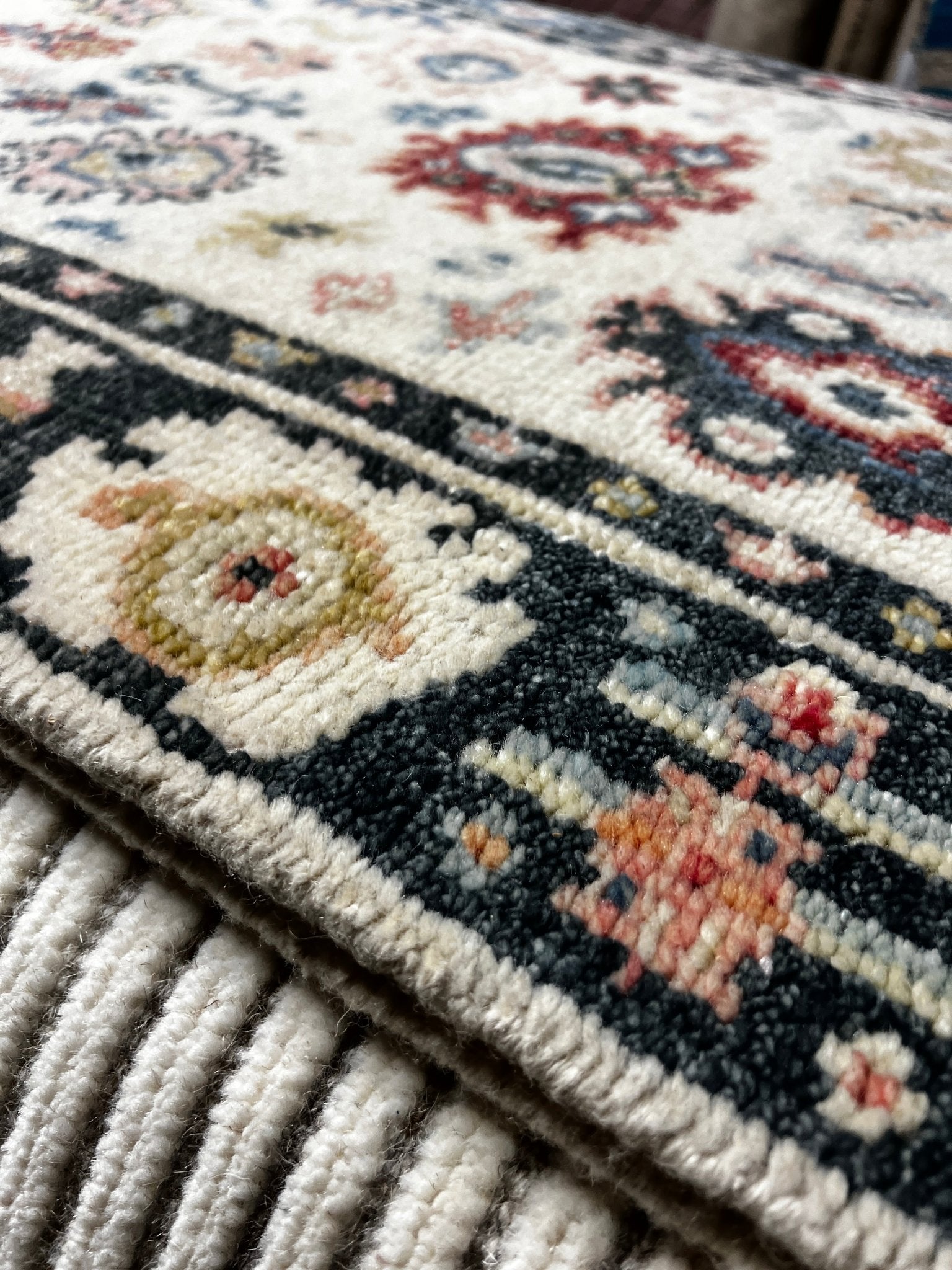 Rhonda 2.6x11.9 Hand-Knotted Ivory & Grey Oushak Runner | Banana Manor Rug Factory Outlet