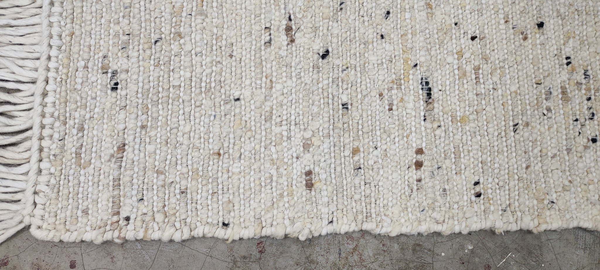 Richard Steele Handwoven Wool Durrie Natural Ivory Hand-carded 3.6x5.6 | Banana Manor Rug Company