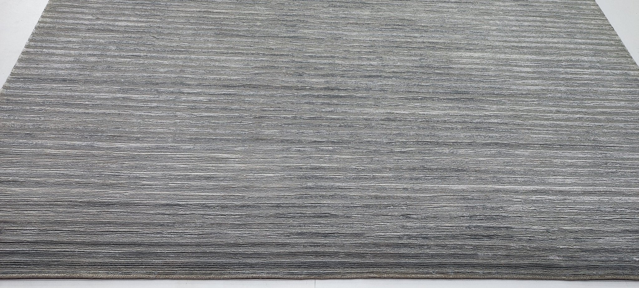 Riley 8.9x11.9 Hand-Knotted Silver & Grey Loop Cut | Banana Manor Rug Factory Outlet