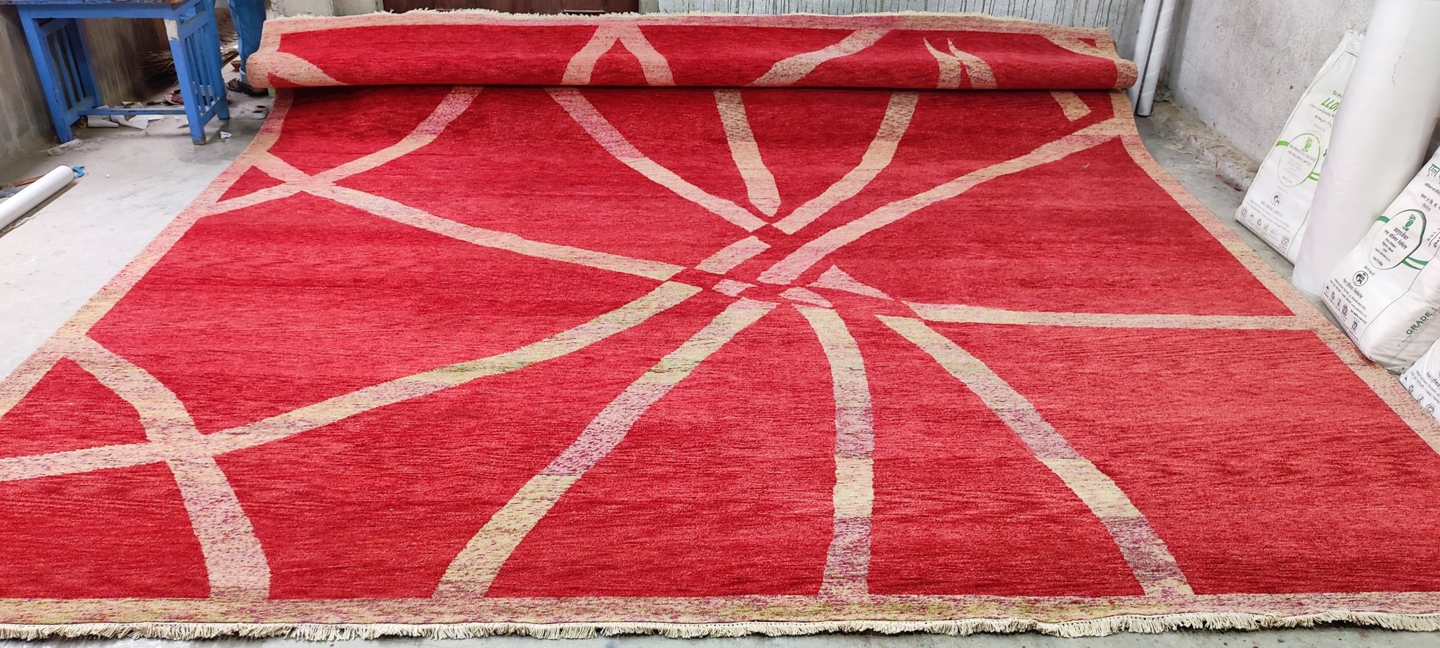 Rina 12x14 Rusty Red Modern Hand Knotted | Banana Manor Rug Factory Outlet