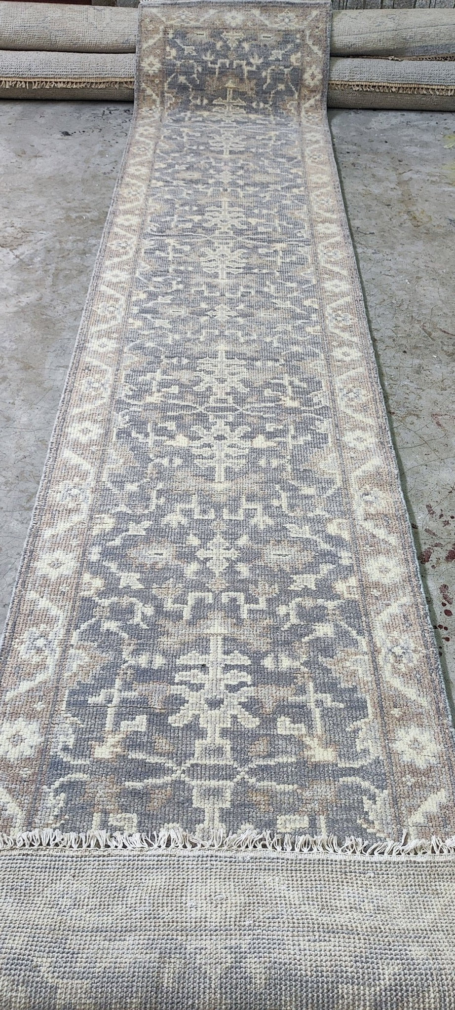 Rina 2.6x12 Hand Knotted Grey & Silver Turkish Oushak | Banana Manor Rug Factory Outlet