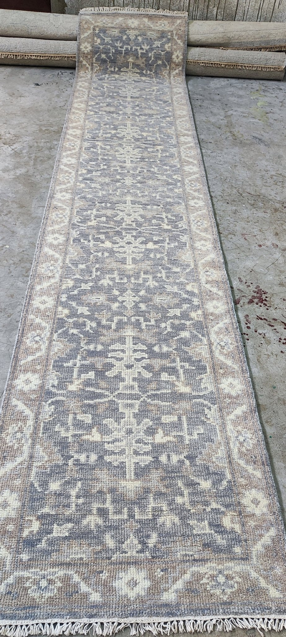 Rina 2.6x12 Hand Knotted Grey & Silver Turkish Oushak | Banana Manor Rug Factory Outlet