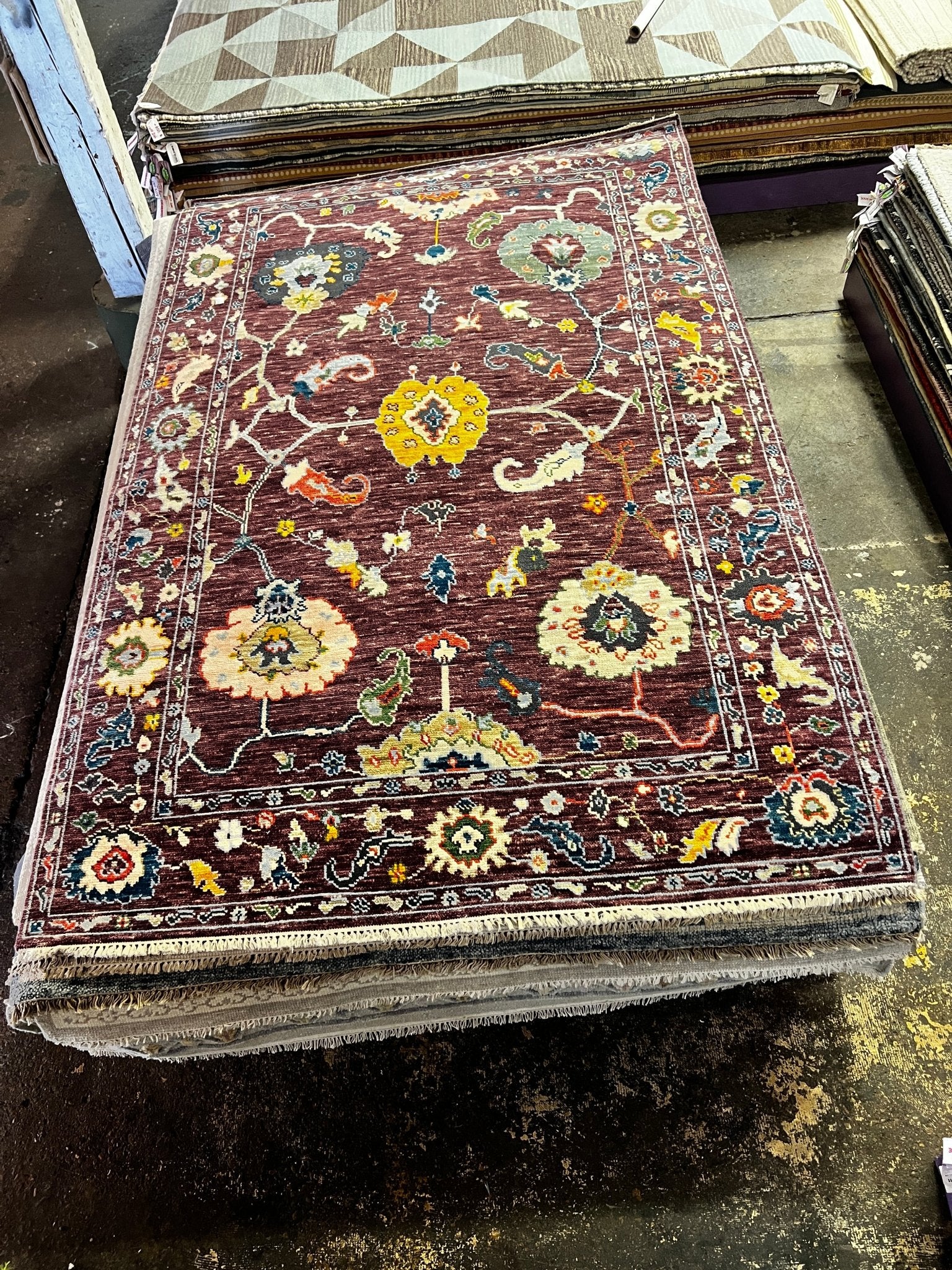 Rina 6x9.3 Hand Knotted Purple Oushak | Banana Manor Rug Factory Outlet