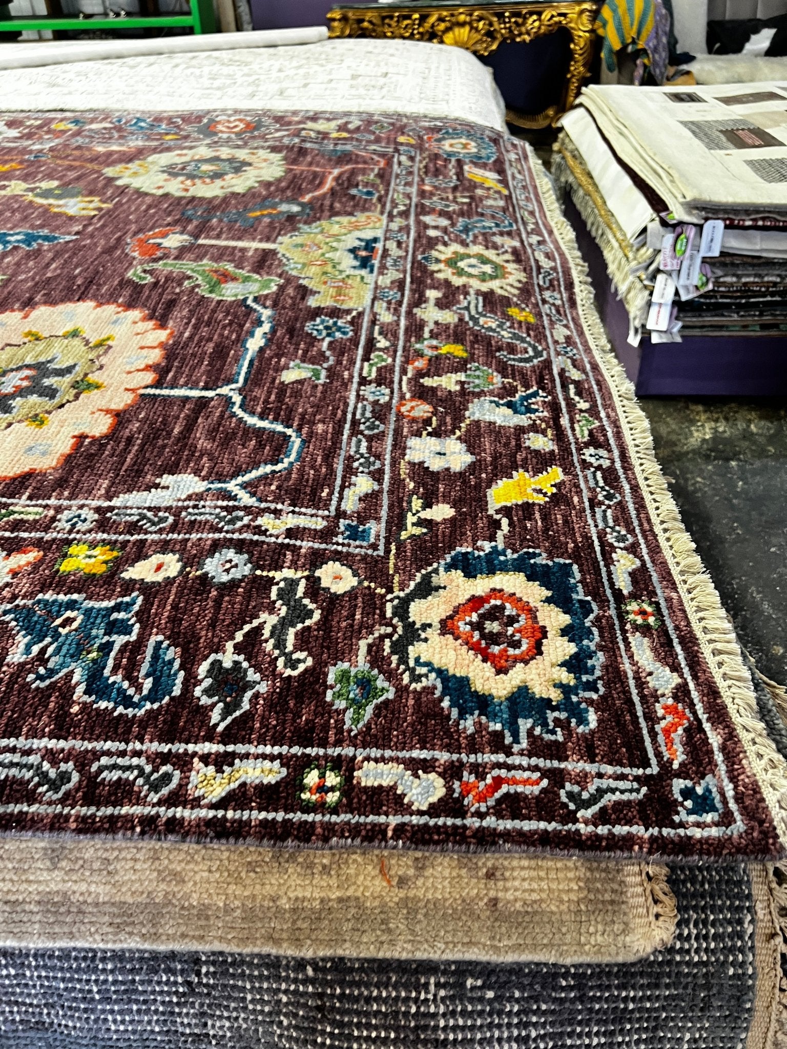 Rina 6x9.3 Hand Knotted Purple Oushak | Banana Manor Rug Factory Outlet