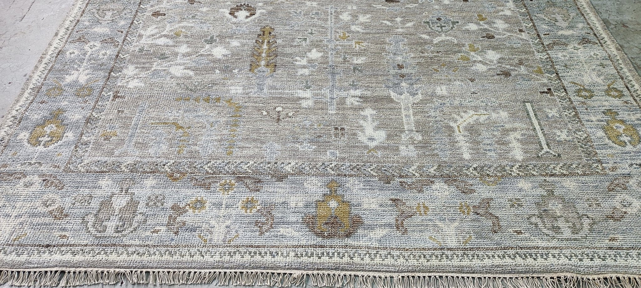 Robyn Menter Grey and Tan Hand-Knotted Oushak Rug 8x10 | Banana Manor Rug Company