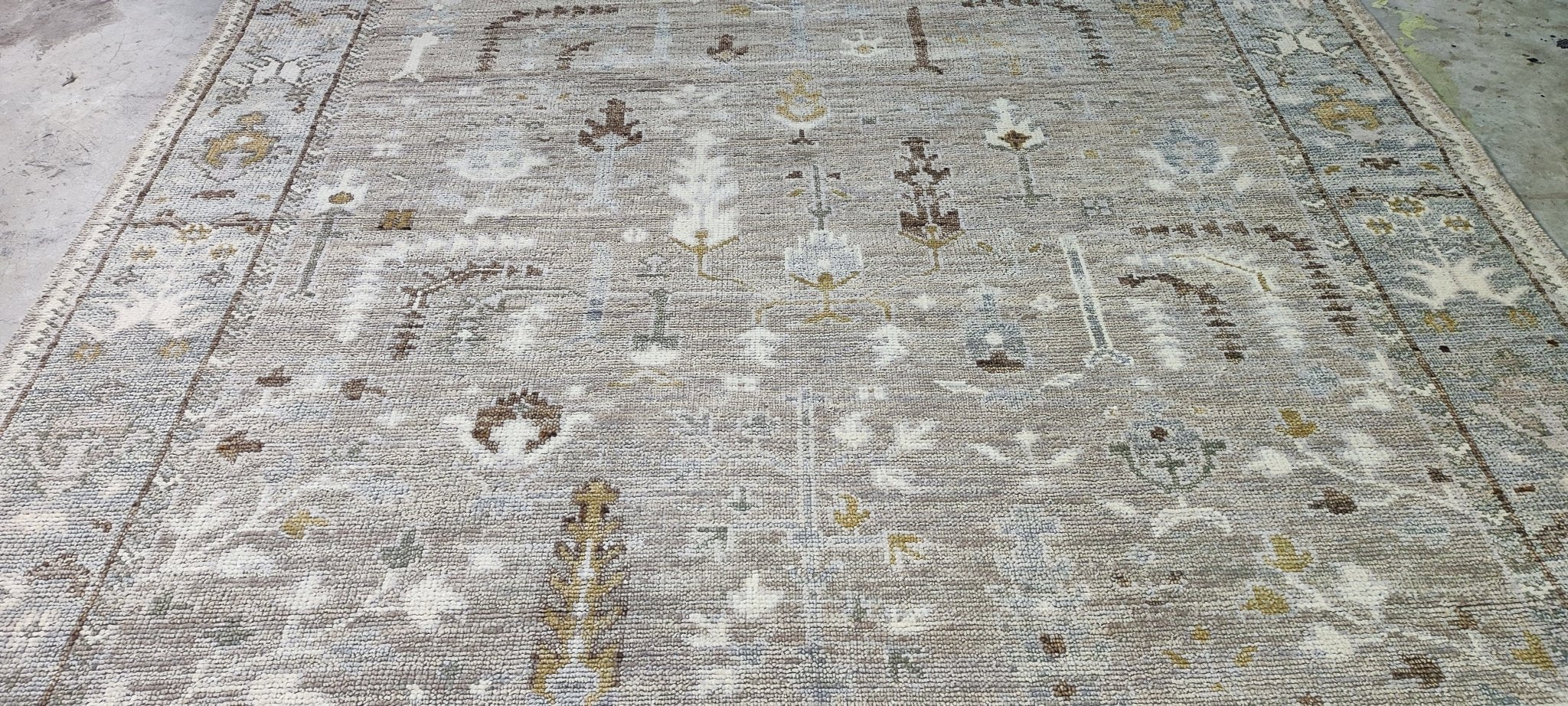 Robyn Menter Grey and Tan Hand-Knotted Oushak Rug 8x10 | Banana Manor Rug Company