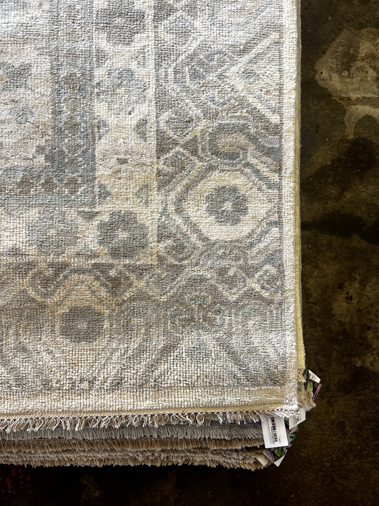 Roksana Babajan 9.3x12.3 Hand-Knotted Oushak Rug Ivory and Tan | Banana Manor Rug Factory Outlet