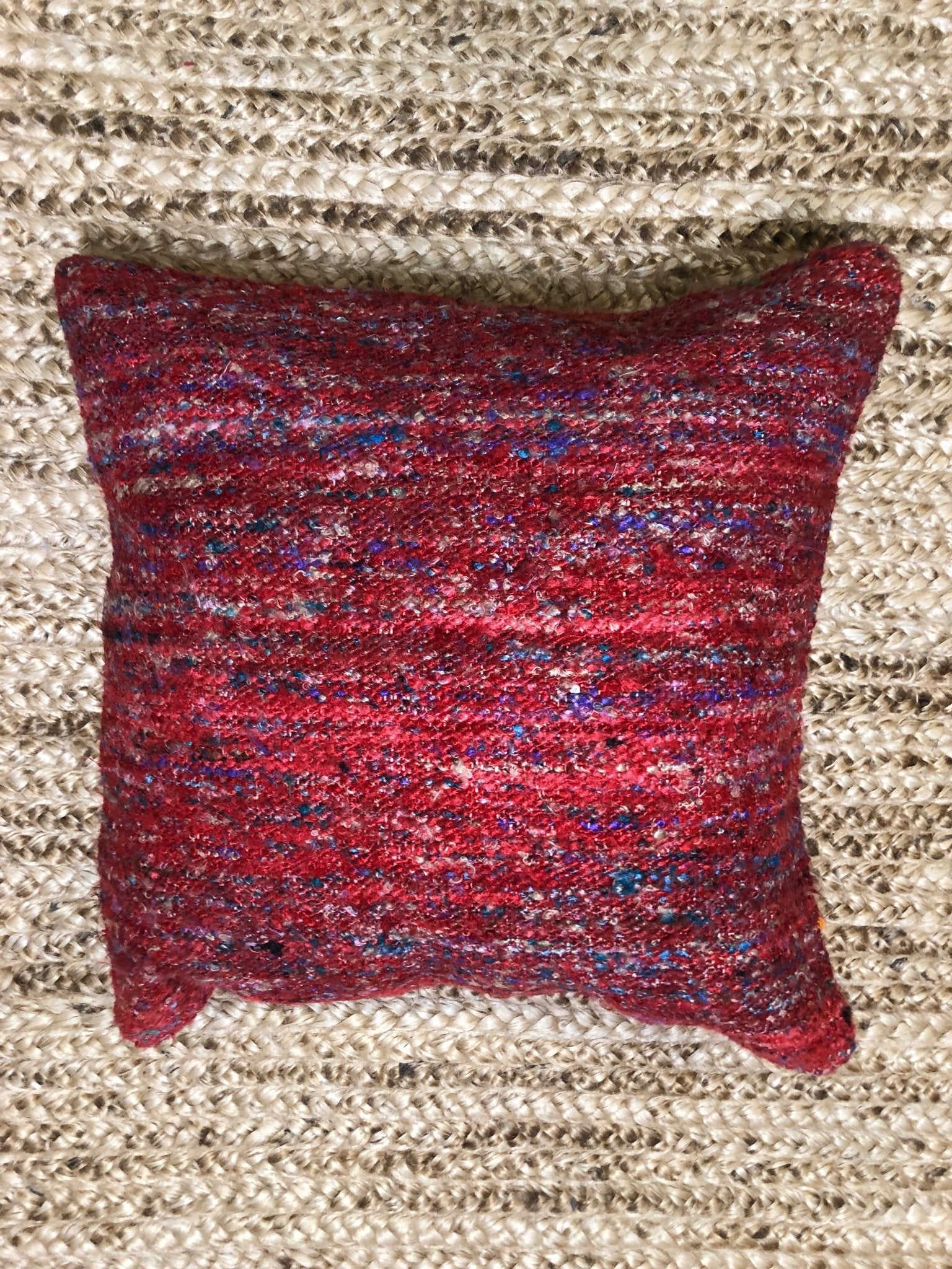 Rosie Red Sari Silk Pillow | Banana Manor Rug Company