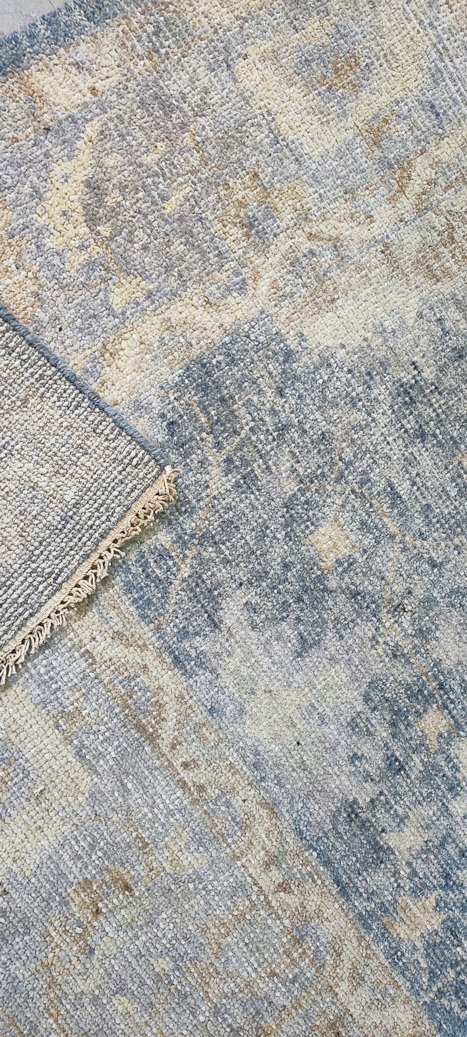 Roxi D'lite 7.9x10 Hand Knotted Blue & Tan Oushak | Banana Manor Rug Factory Outlet