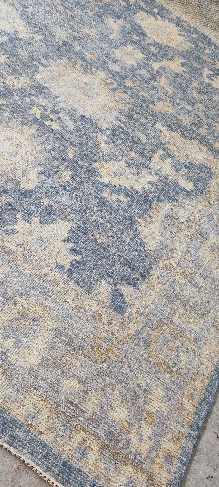 Roxi D'lite 7.9x10 Hand Knotted Blue & Tan Oushak | Banana Manor Rug Factory Outlet